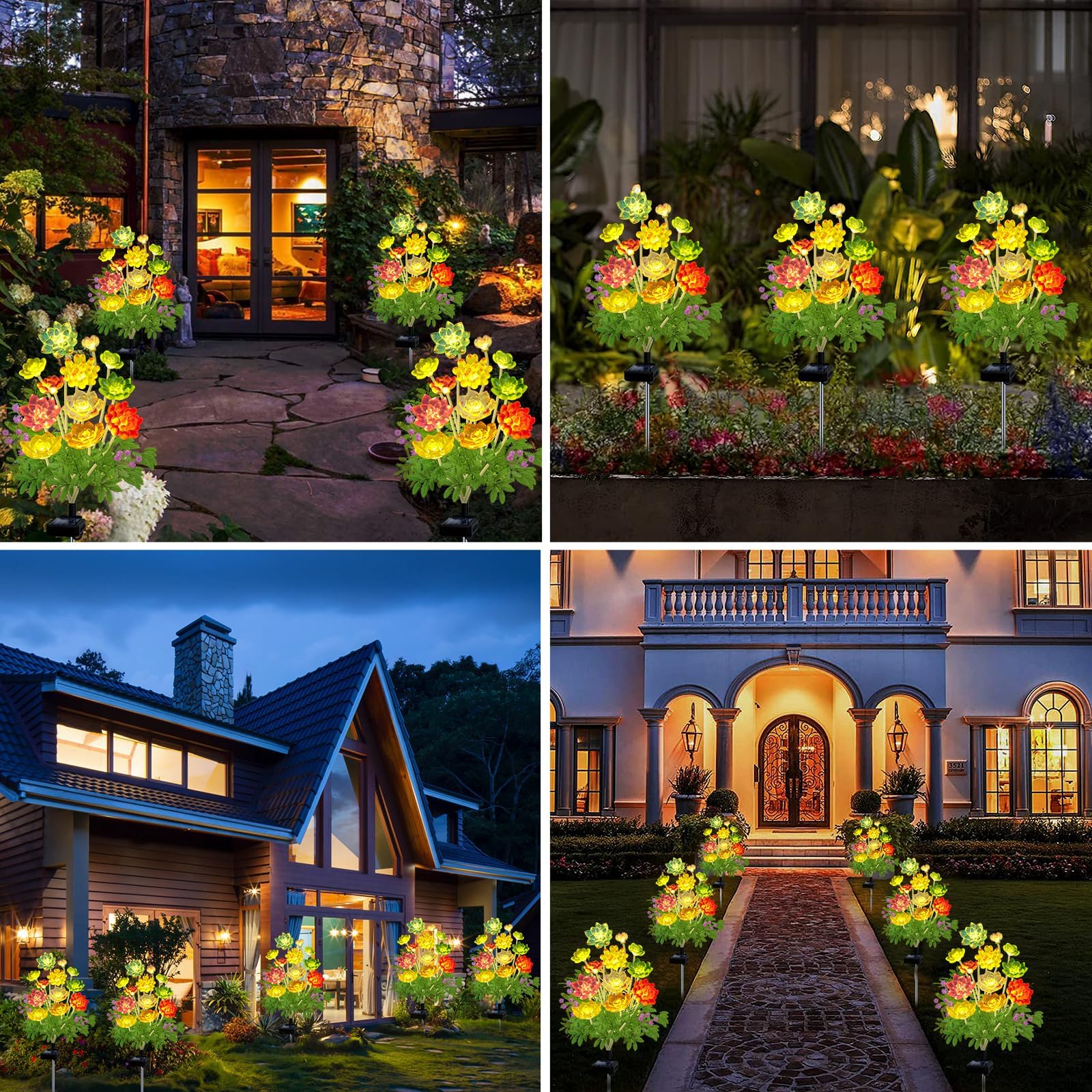 Kohlrabi Solar Garden Lights Outdoor  Upgraded 6 Pack Succulent Solar Lights  Gardening Gifts For Women  Succulent Plant Yard Decor Waterproof For Lawn Patio Pathway