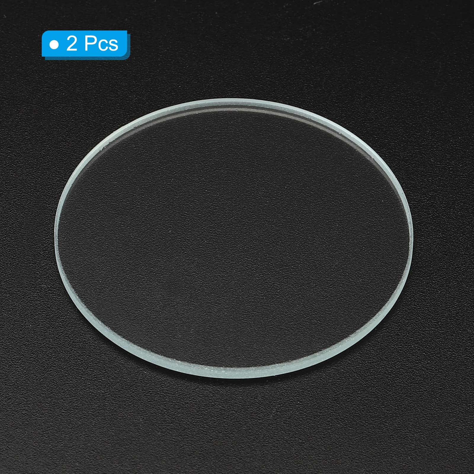 Patikil 1.65X0.08 Dia Flashlight Glass Lens, 2 Pcs Polished Edge Glass Lens For Led Light Source Lens Handheld Flashlight Replac