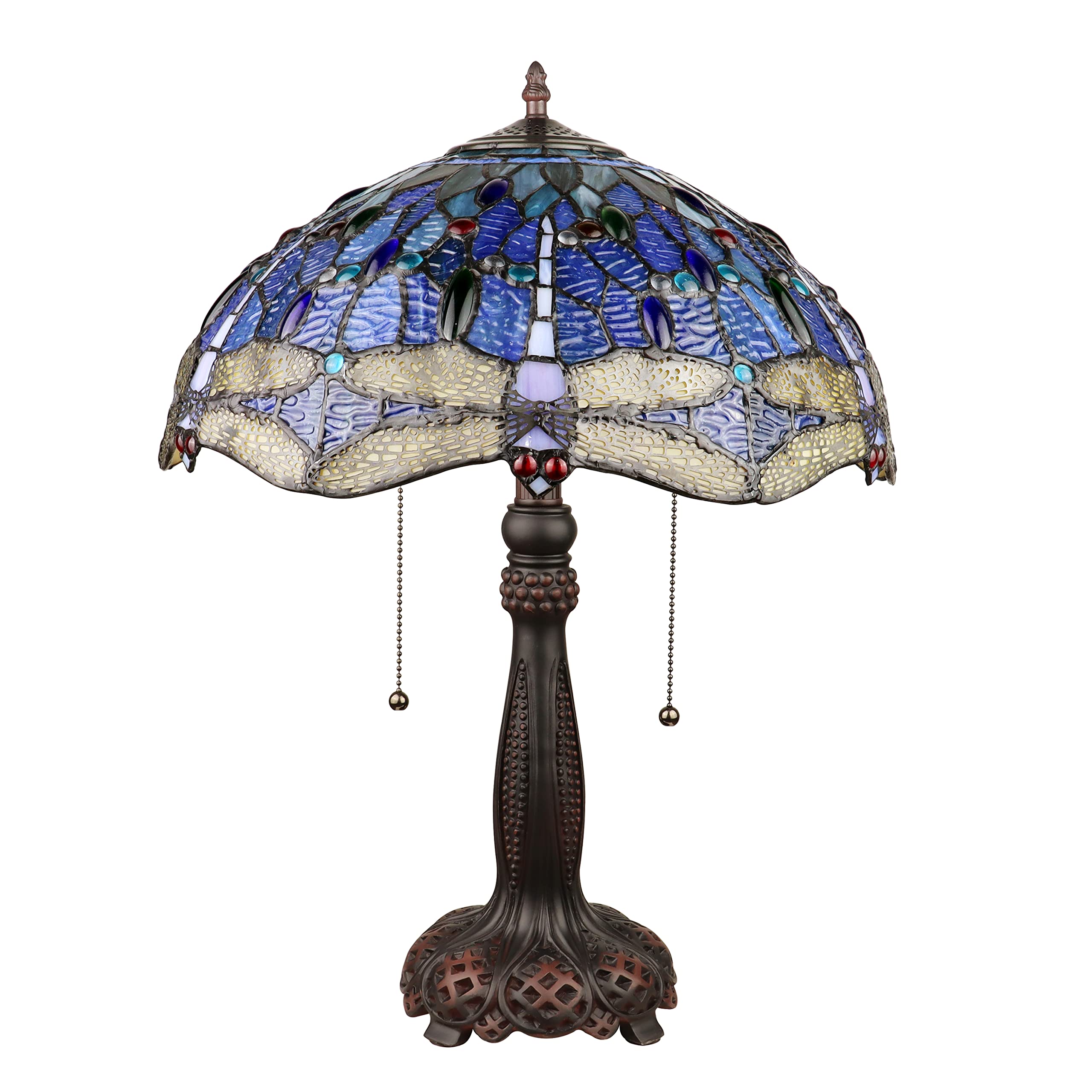 Chloe Lighting Table Lamp, Dragonfly-Style, 2 Light, Dark Bronze, 16in Wide, Multicolor, Model CH3T524BD16-TL2