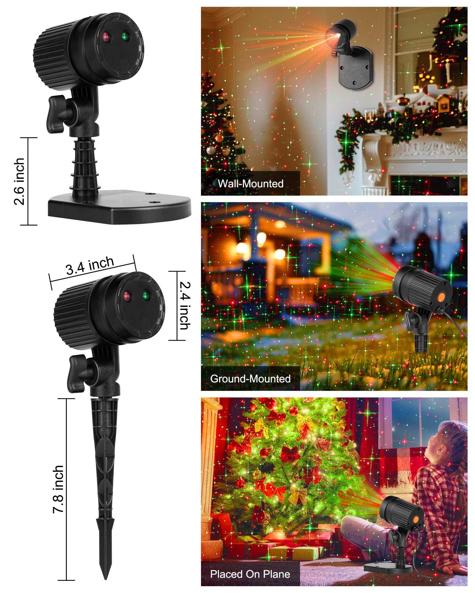 Minetom Christmas Lights Laser Projector Outdoor Waterproof 2 Pack Red and Green Model CXF-B100RG