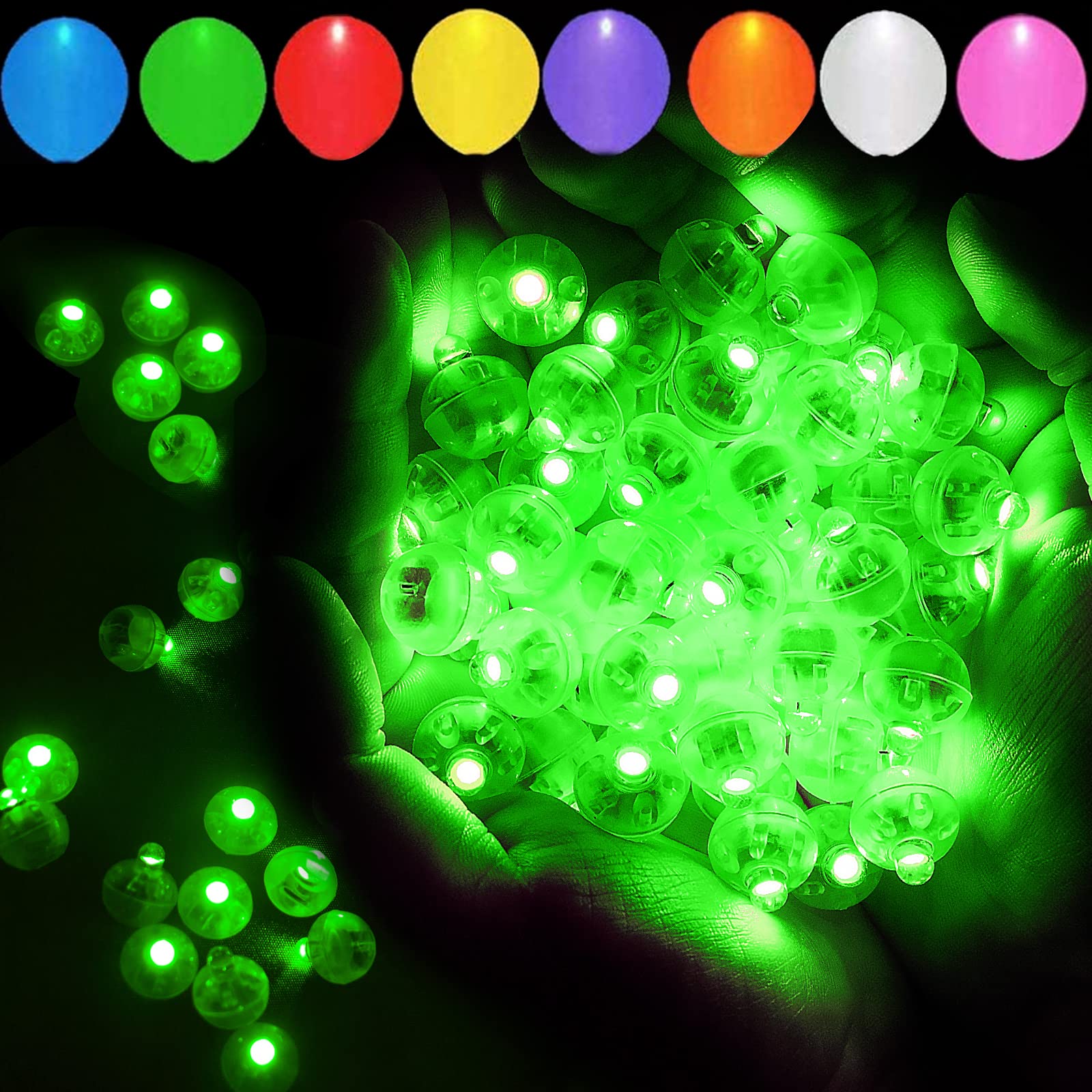 100 Pcs Green LED Balloon Light, Round Led Mini Lights for Paper Lantern Balloon Birthday Party Event Supplies Indoor Outdoor We