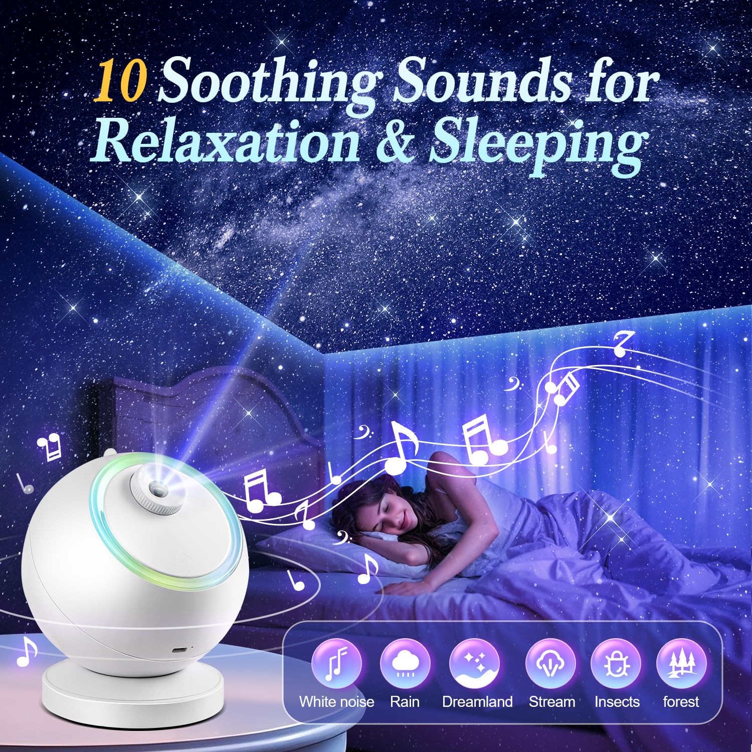 Planetarium Projector, Hd Film Galaxy Projector For Bedroom, Rechargeable Star Projector Galaxy Light With 15Music&Bluetooth, Sp