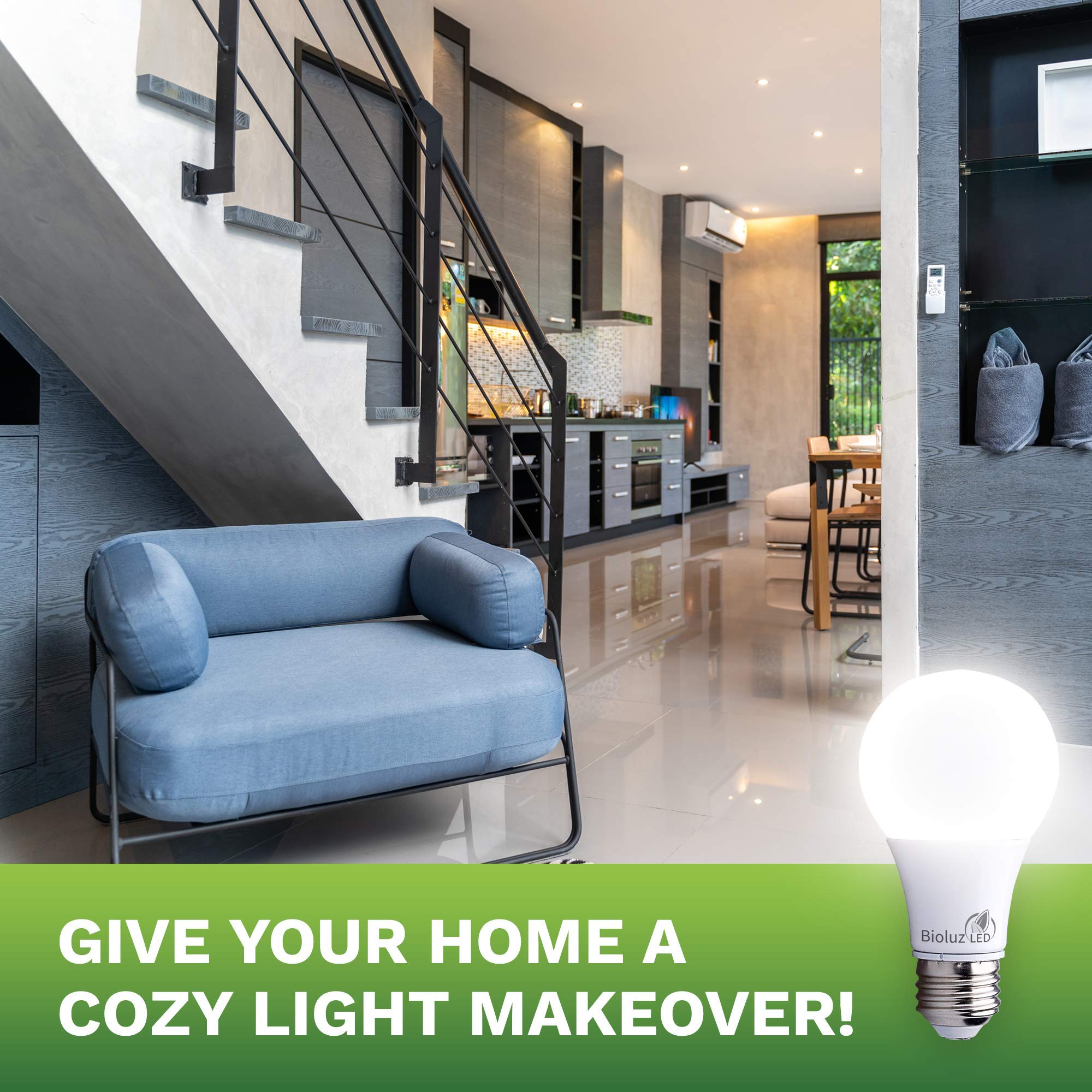 Bioluz LED A19 Light Bulbs 4000K Cool White 18 Pack 6W = 40W Non-Dimmable Plastic