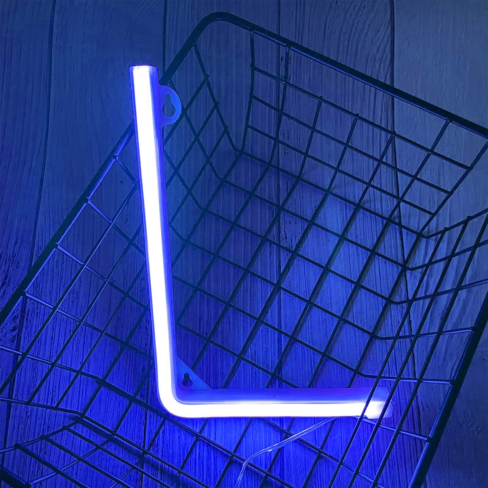 ENUOLI LED Blue Neon Letter Sign Night Light, USB/Battery Operated, Decorative Wall Art for Baby Room, Wedding, Party (L)