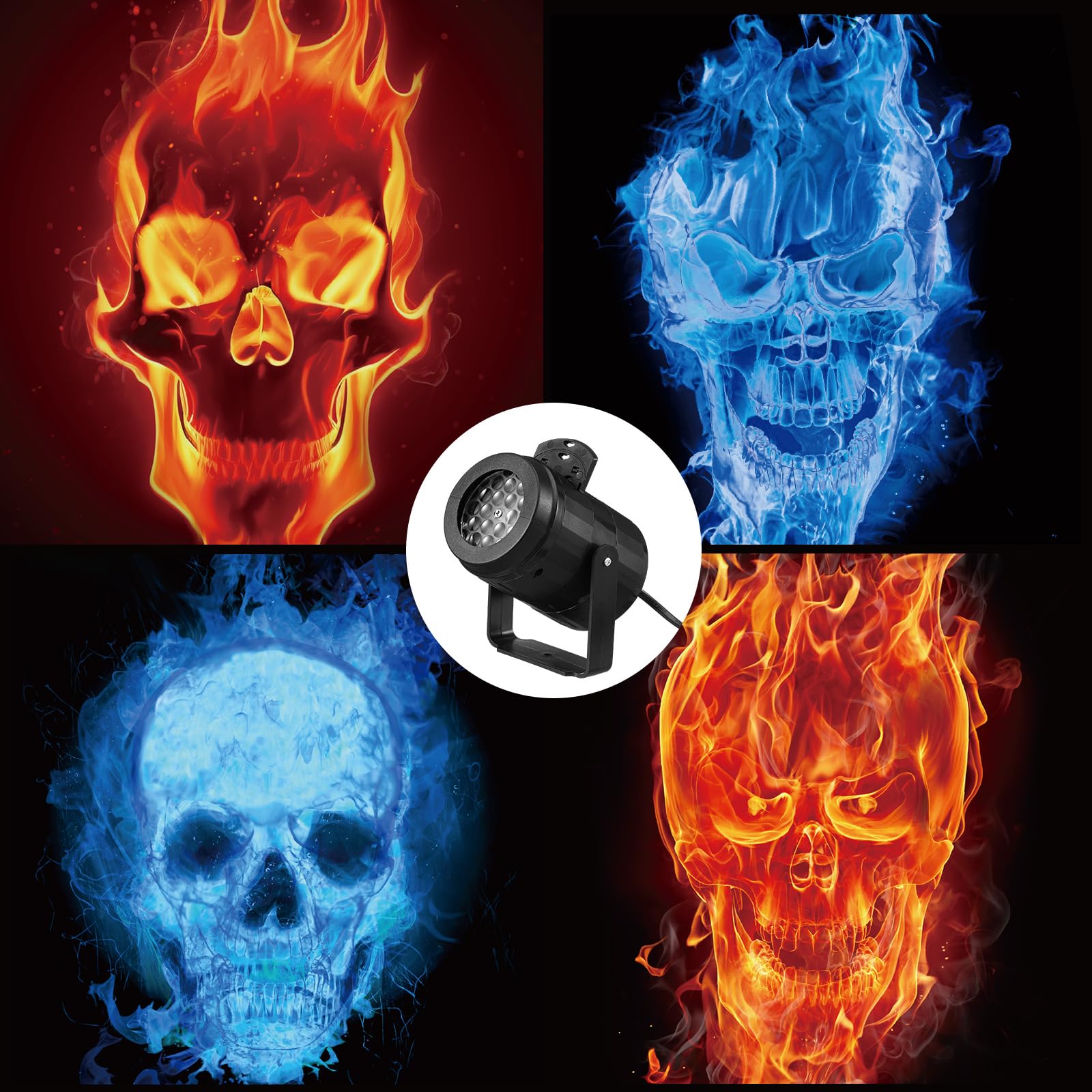 Vihose Halloween Skull Projector Hologram Lights For Decoration Outdoor 4 In 1 Projector Digital Decoration Kit For Holiday Indoor Party Yard Decor