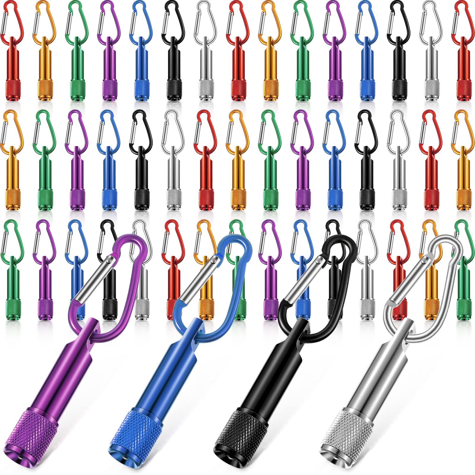 Cunno 49 Pack Mini Keychain Flashlights Bulk Small LED Flashlights Bulk with Buckle for Camping Hiking Outdoor(Multicolored)