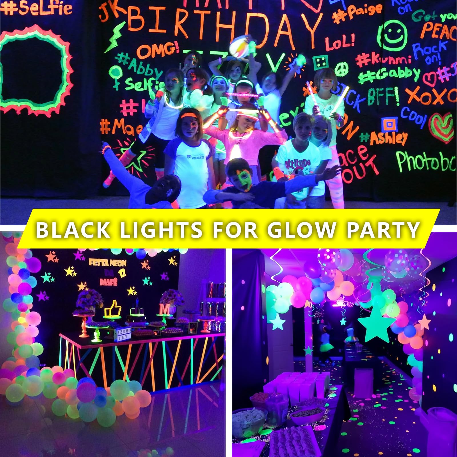 Gonhom 8Pack LED Black Light Bulbs, 9W UVA 385-400nm, E26 Base for Parties & Body Paint, Glow in The Dark, 110V