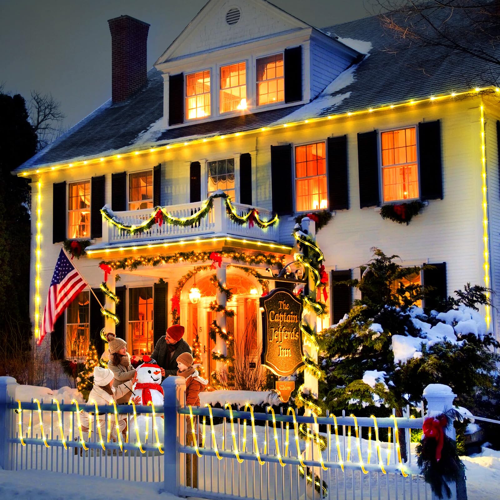 KNONEW 164FT 1000LED Outdoor Waterproof Rope Lights, Warm White, 8 Modes for Indoor/Outdoor Decoration, Model KN-1000-LIG168-01