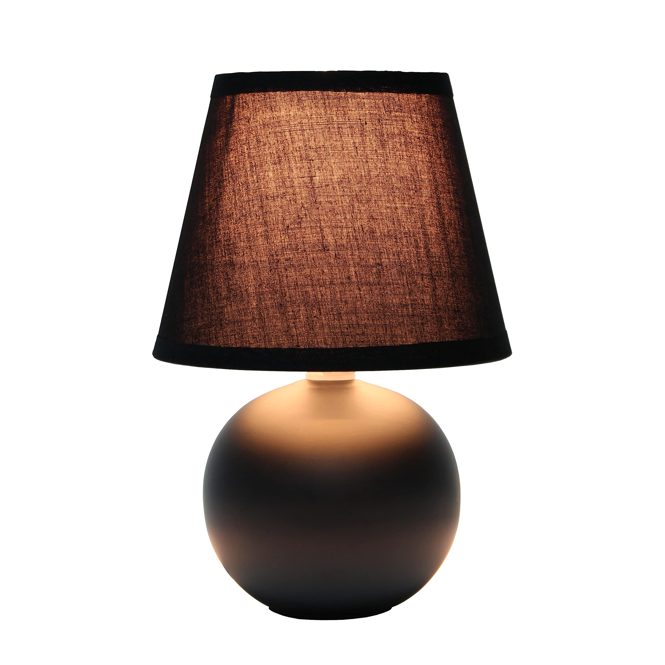 Simple Designs Lt2008-Blk Mini Ceramic Globe Table Lamp With Matching Fabric Shade, Black