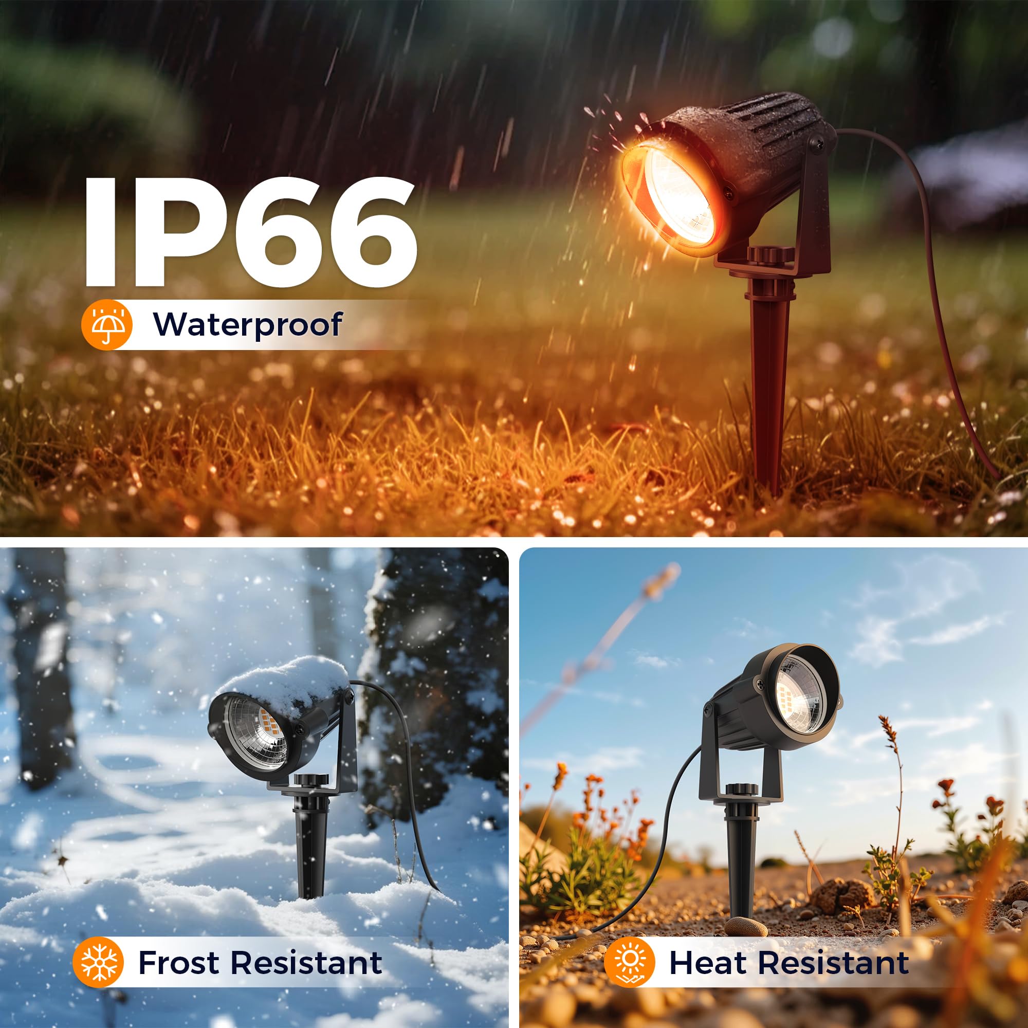L Lohas Led Halloween Orange And Purple Spotlights Outdoor  Auto On/Off 5W 120V Landscape Lighting For For House  Holiday  Trees  Decoration  450Lm Ip66 Waterproof  Ul Listed  2 Pack