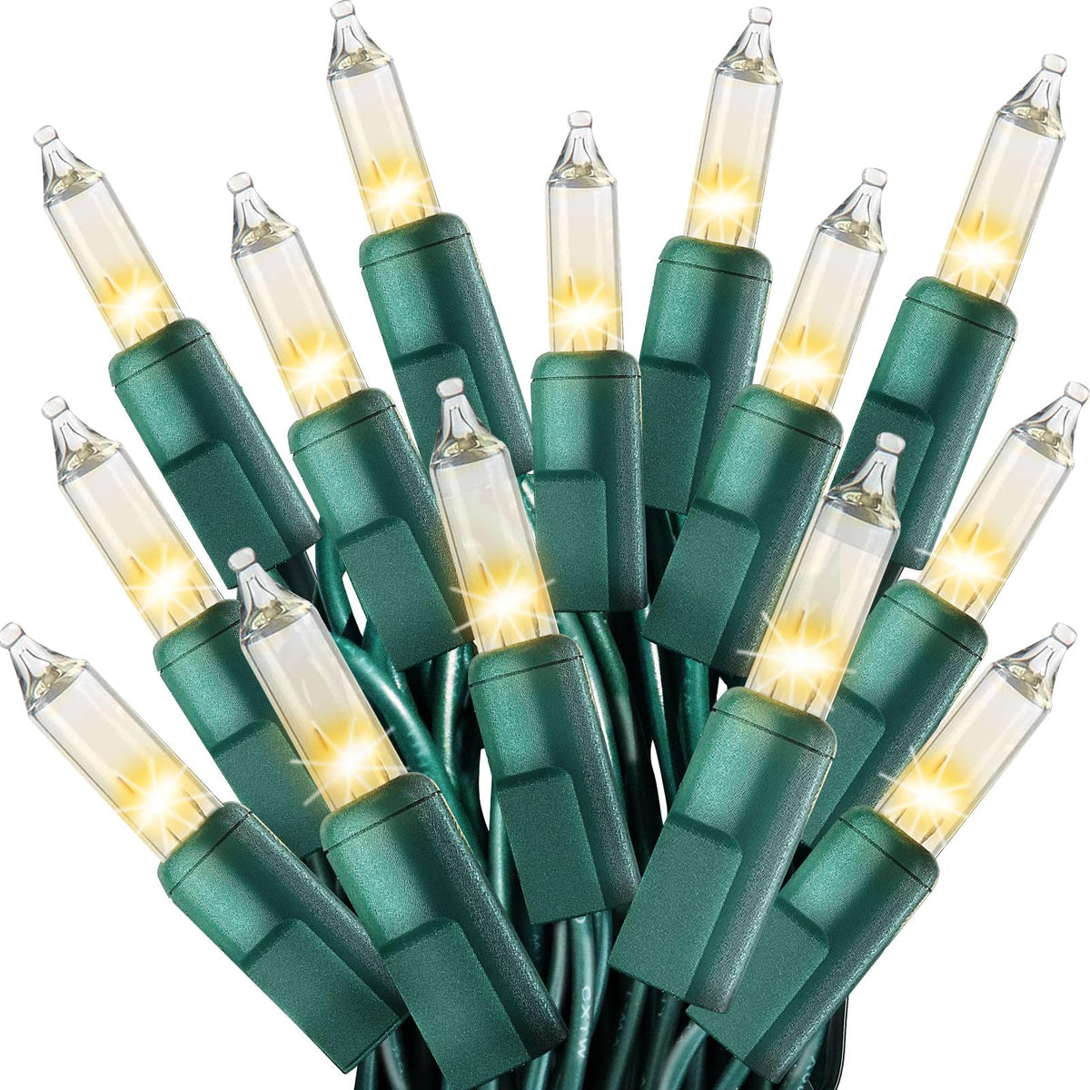 CXLHO Clear Christmas Lights 25FT 100 Incandescent Bulbs Warm White Mini Lights with Green Wire for Christmas Tree, Garland, Tha