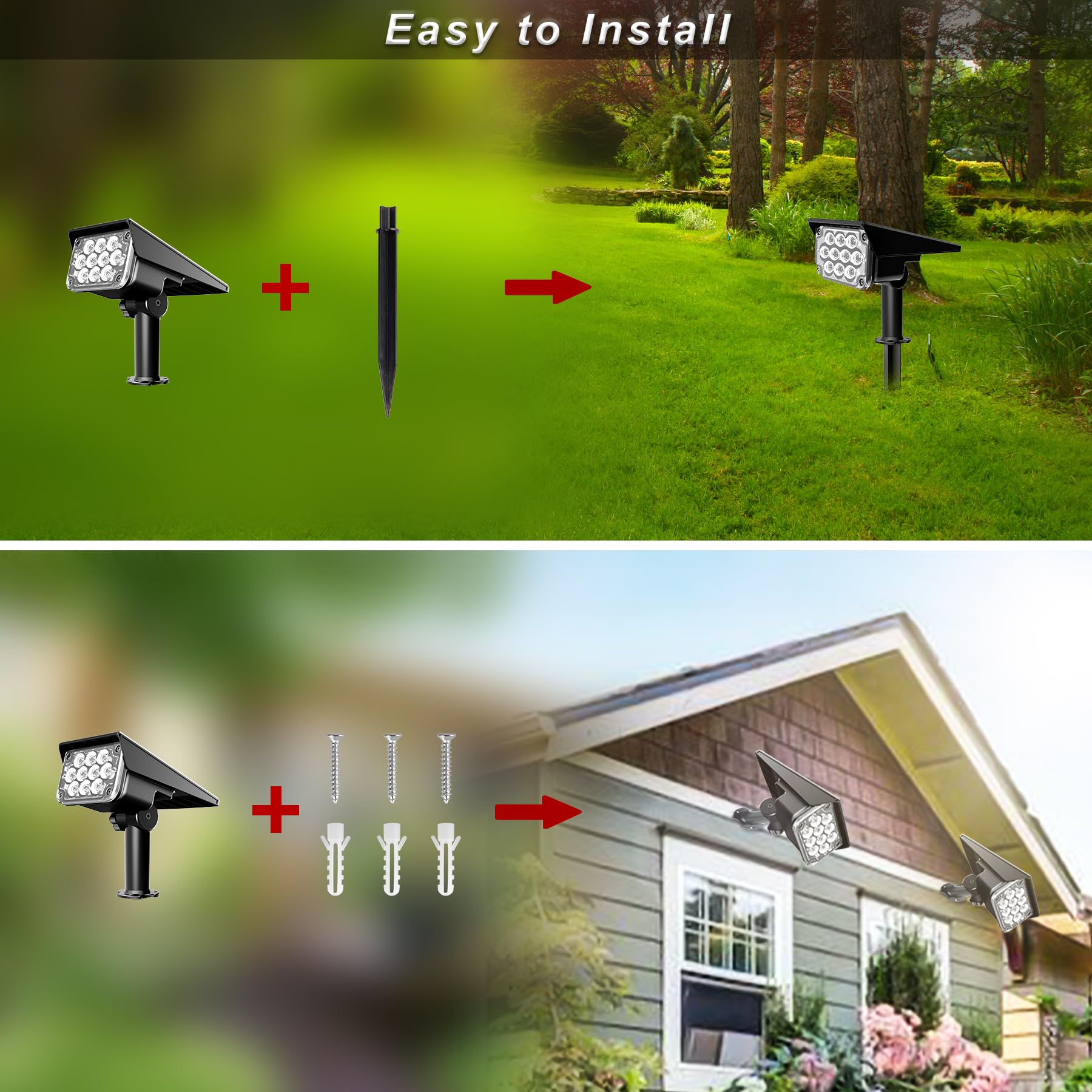 Crepow Christmas Green Solar Spot Lights, 20 Led Waterproof Landscape Lights, 4 Pack