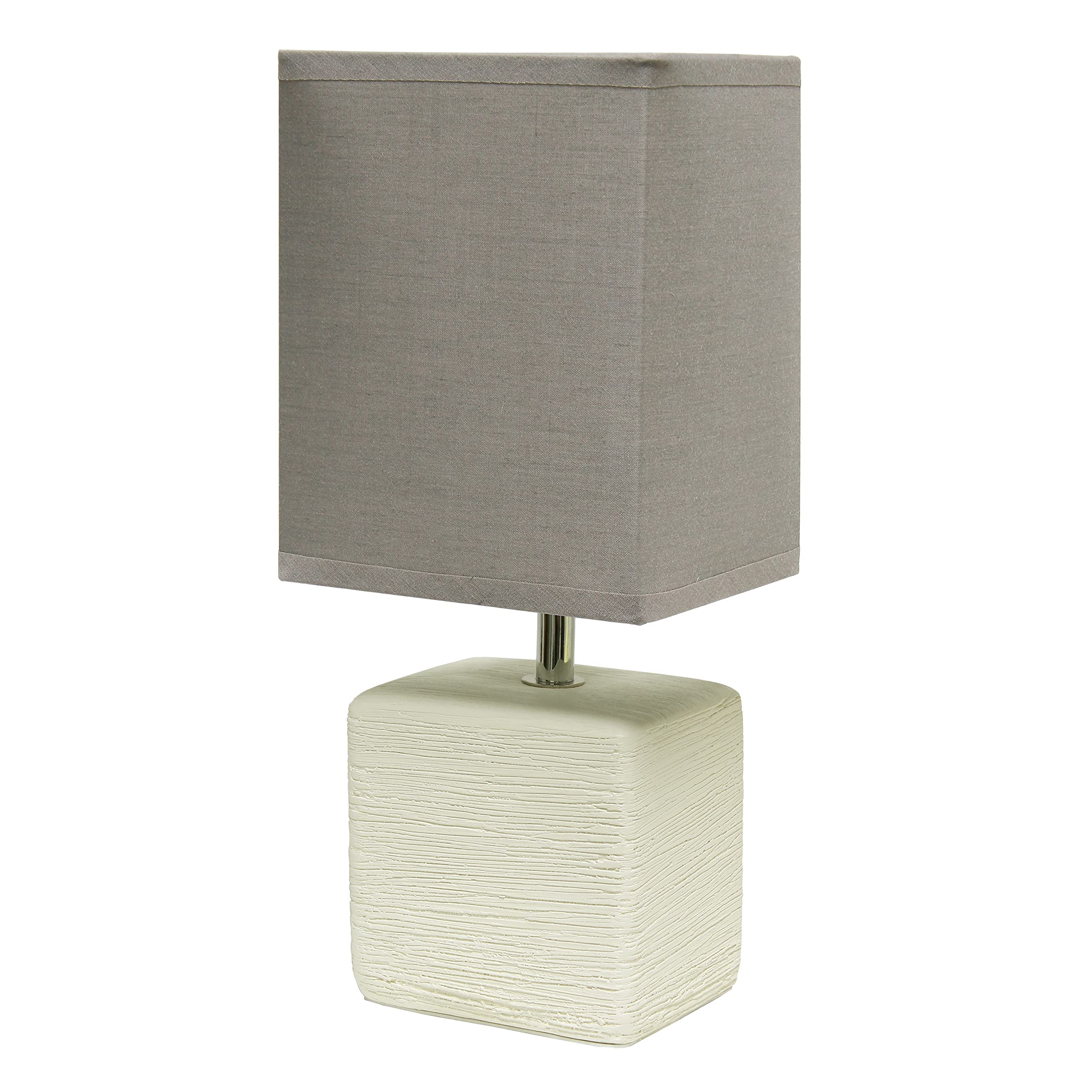 Simple Designs LT2072-GOW Petite Table Lamp, Ceramic, Off White/Gray Shade