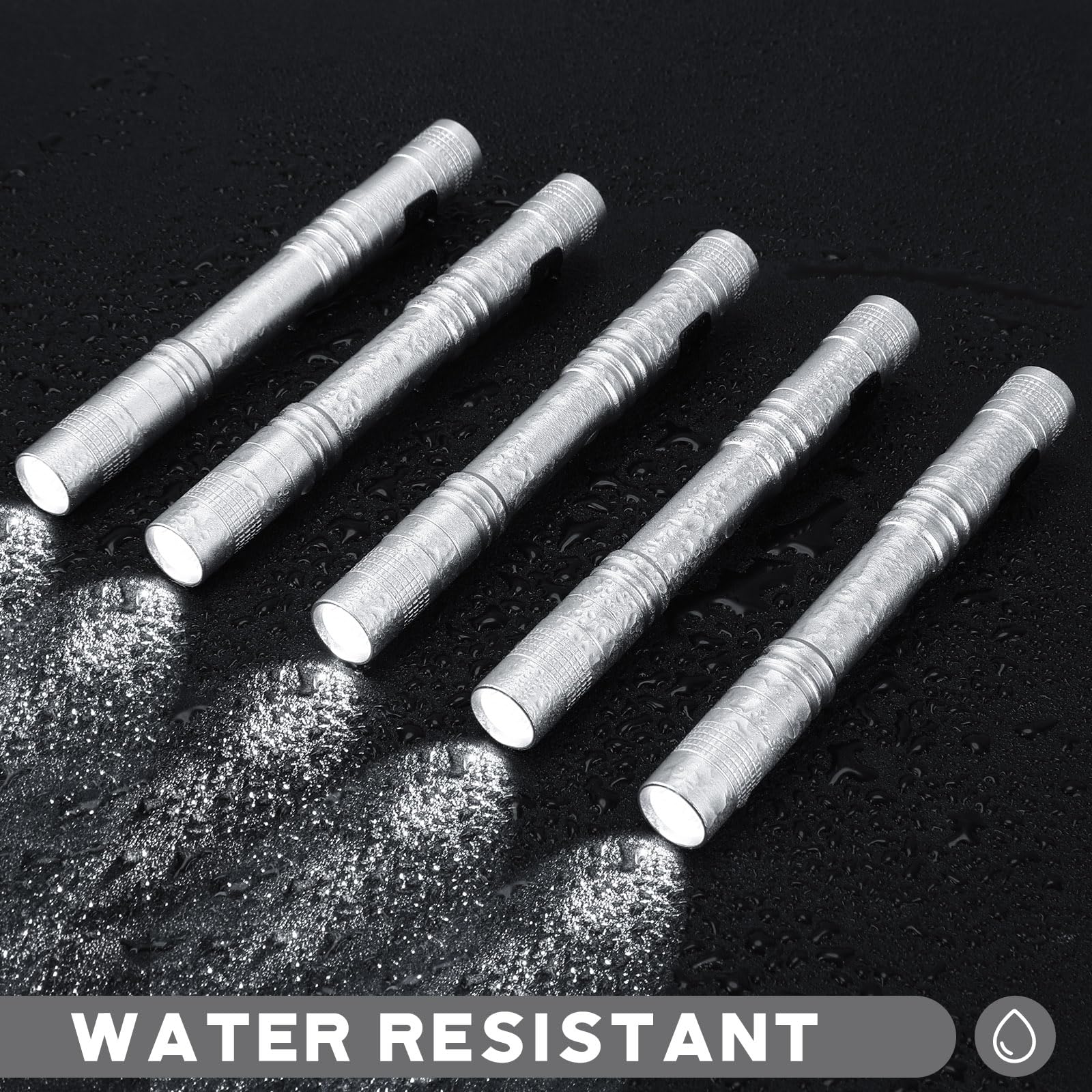 Hortsun Mini Pen Light Flashlights, 5.12 Inch, Aluminum, Silver White, 20 Pcs, Pocket Size LED Torches for Gifts