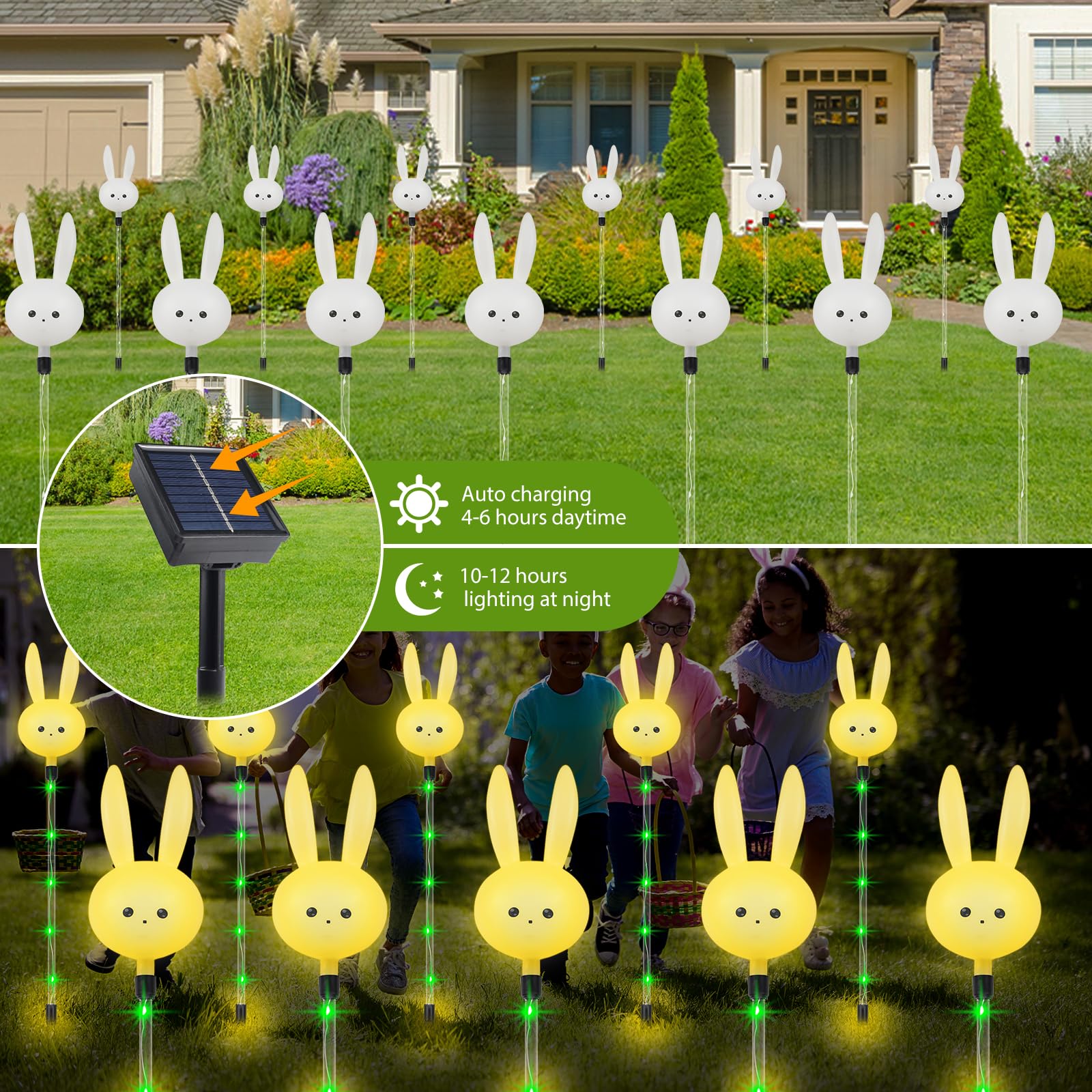 X-Giftkey Solar Bunny Path Lights Outdoor,3Packs Garden Gifts Decor Lights,Unique Camping Gifts Decorations,Waterproof,8 Modes,S
