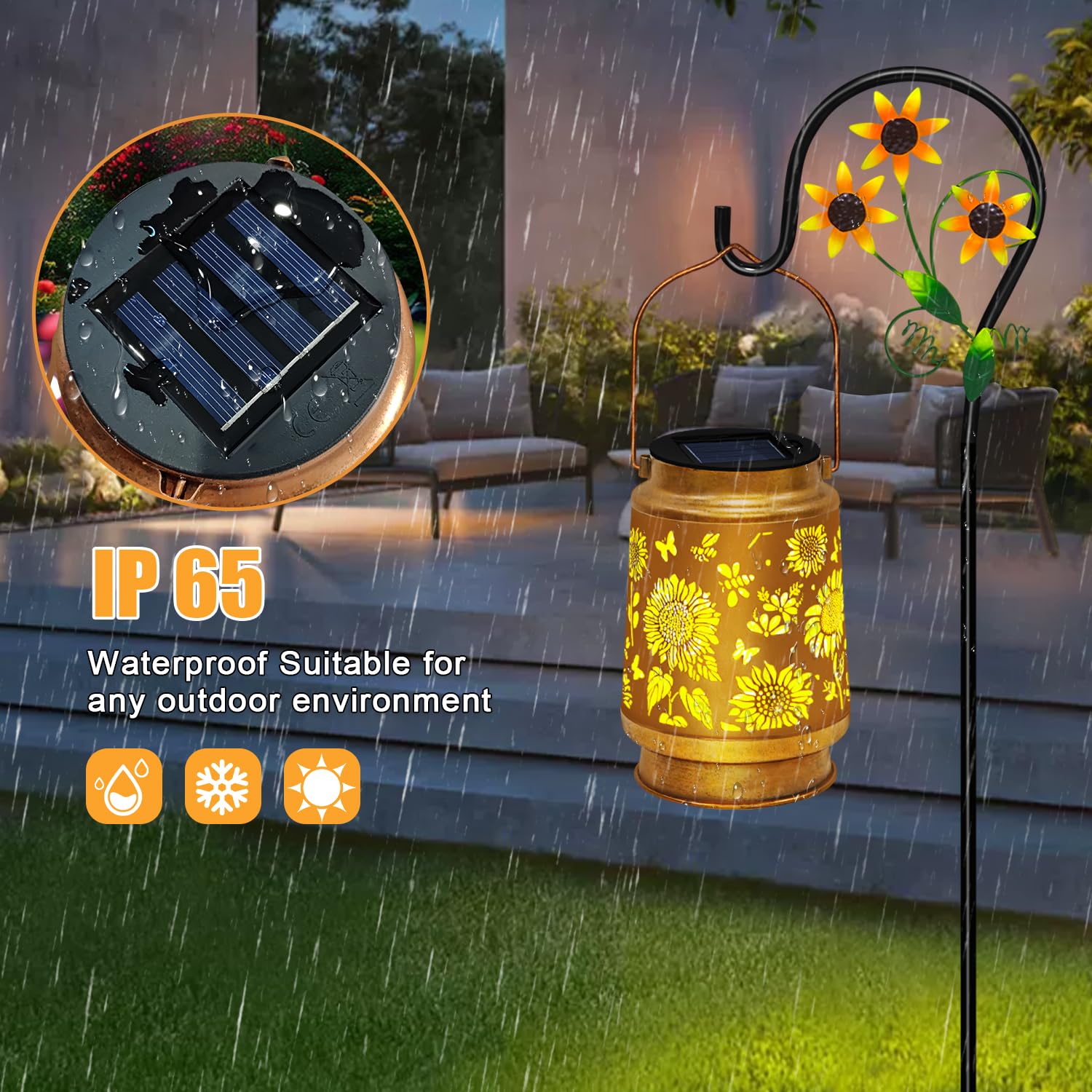 Tedof Solar Lanterns Outdoor Waterproof,Sunflower Gifts For Women Gifts For Mom Women Grandma Decoration Outside For Yard, Patio