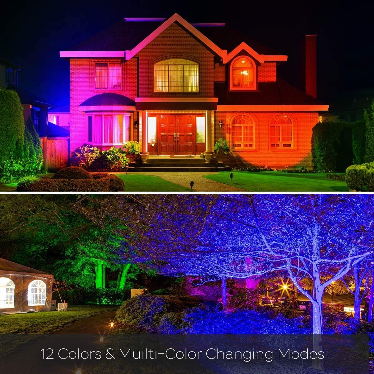 HEKEE 50W RGB LED Flood Light - 2 Pack, Multicolor, Waterproof, Remote Control, DIY Strobe & Timing Modes, Model BLFL-LFCA