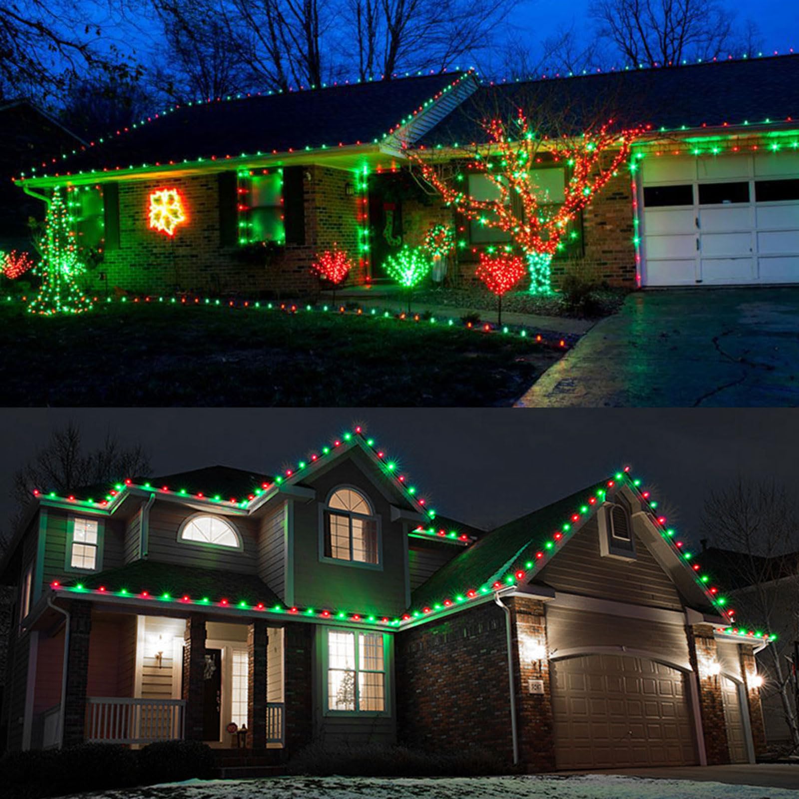 Brizled Red & Green Christmas Lights, 33Ft 50 Led Faceted C9 Christmas Lights, Connectable Indoor Outdoor Roof String Lights, 120V Ul Certified Xmas Tree Lights For Christmas Holiday Yard Garden Party