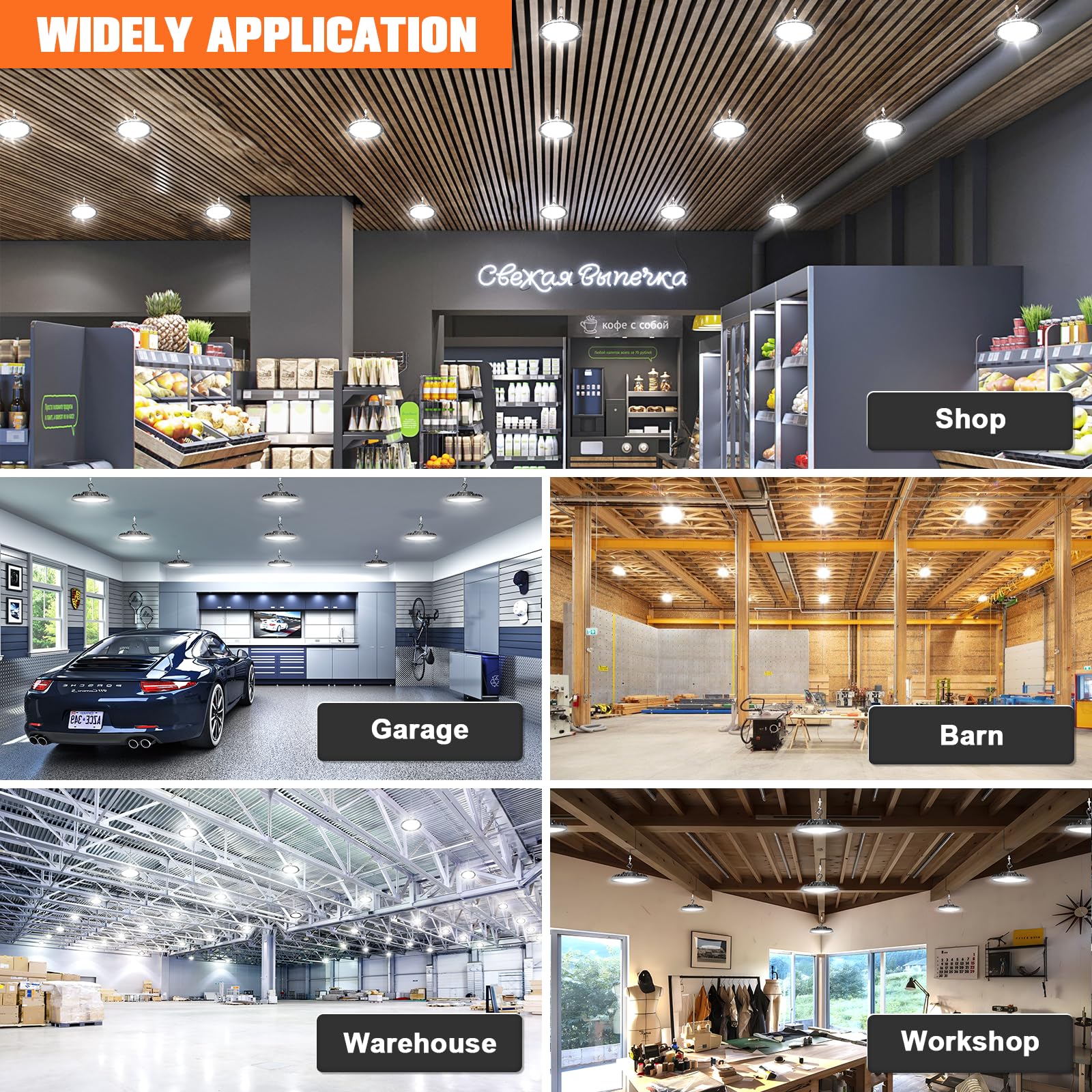 Volisun 6 Pack Ufo Led High Bay Light 37 500Lm  250W  5000K Daylight  100-277V High Bay Led Shop Lights  Etl Listed Commercial Bay Lighting For Garage Workshop Barn Factory Warehouse