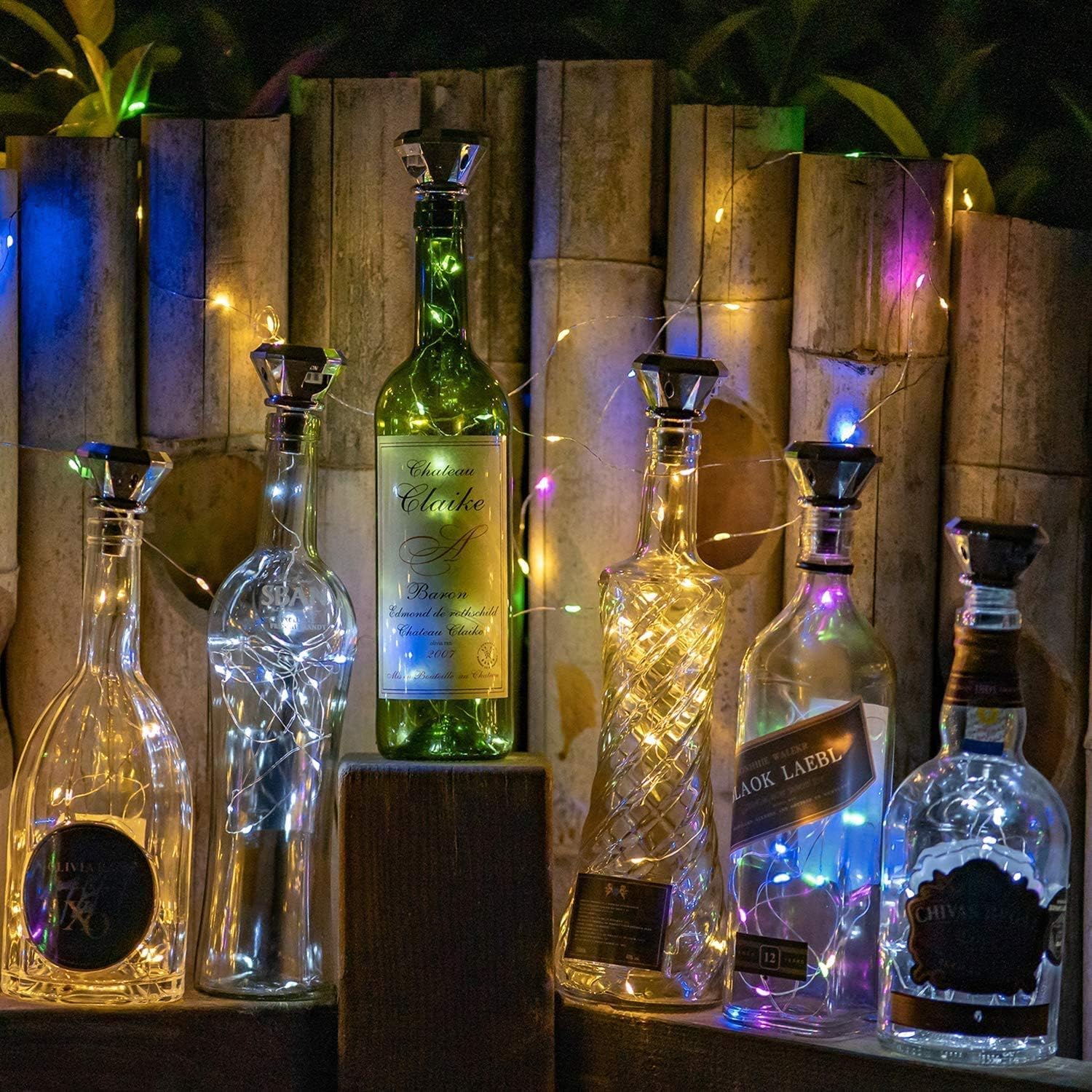 Yjfwal 2024 Upgraded 12 Pack Diamond Solar Wine Bottle Lights, 20 Led Starry Cork Lights Solar Operated Mini Copper String Lights For Wine Bottles, Outdoor Wedding Diy Halloween Deco (3 Colors)