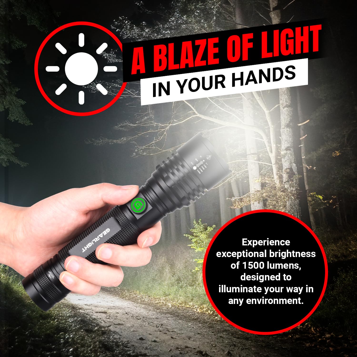 Gearlight S2000 Led Rechargeable Flashlight High Lumens - Super Bright, Powerful, Mid-Size Tactical Flashlight For Outdoor Activ