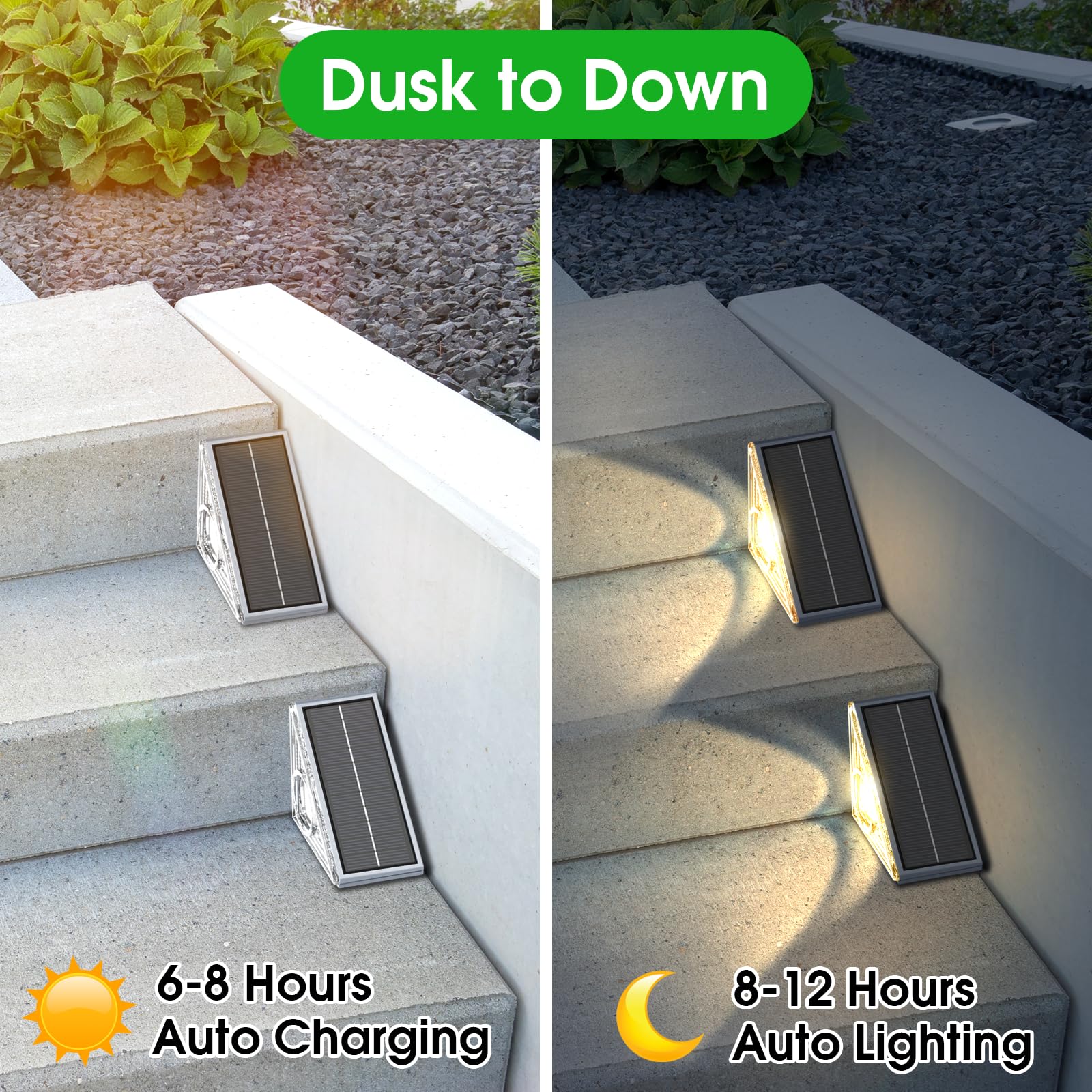 Eyrosa 12 Pack Solar Step Lights, 10 Modes, Outdoor Waterproof Ip67, Decor For Stair, Deck, Garden, Yard, Porch, Patio, Gray