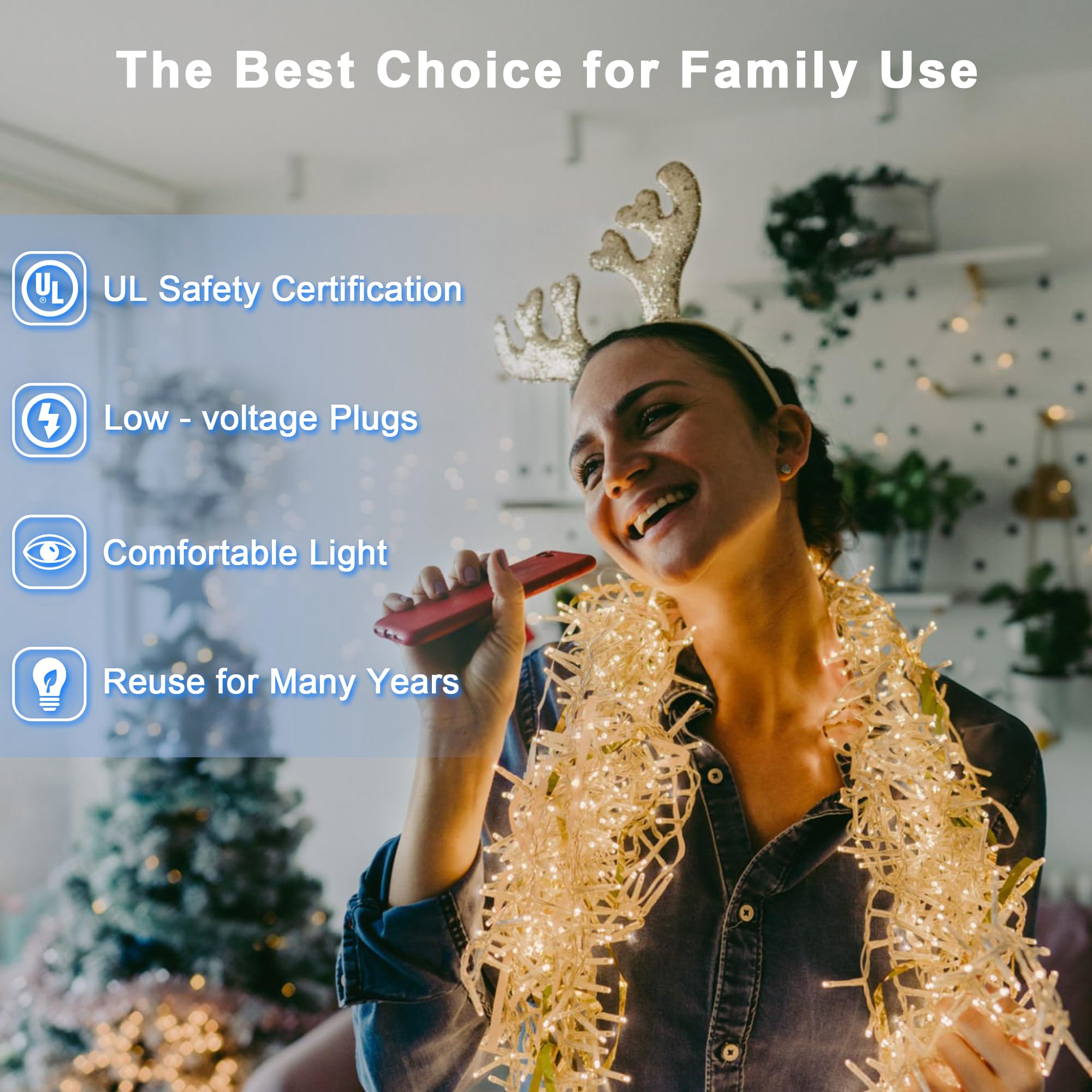 200 Led 66Ft Christmas String Lights Indoor Outdoor  8 Modes Christmas Fairy Lights With Timer & Momory  Ip44 Waterproof Christmas Tree Lights For Xmas Patio Yard Fence Balcony Garden (Warm White)