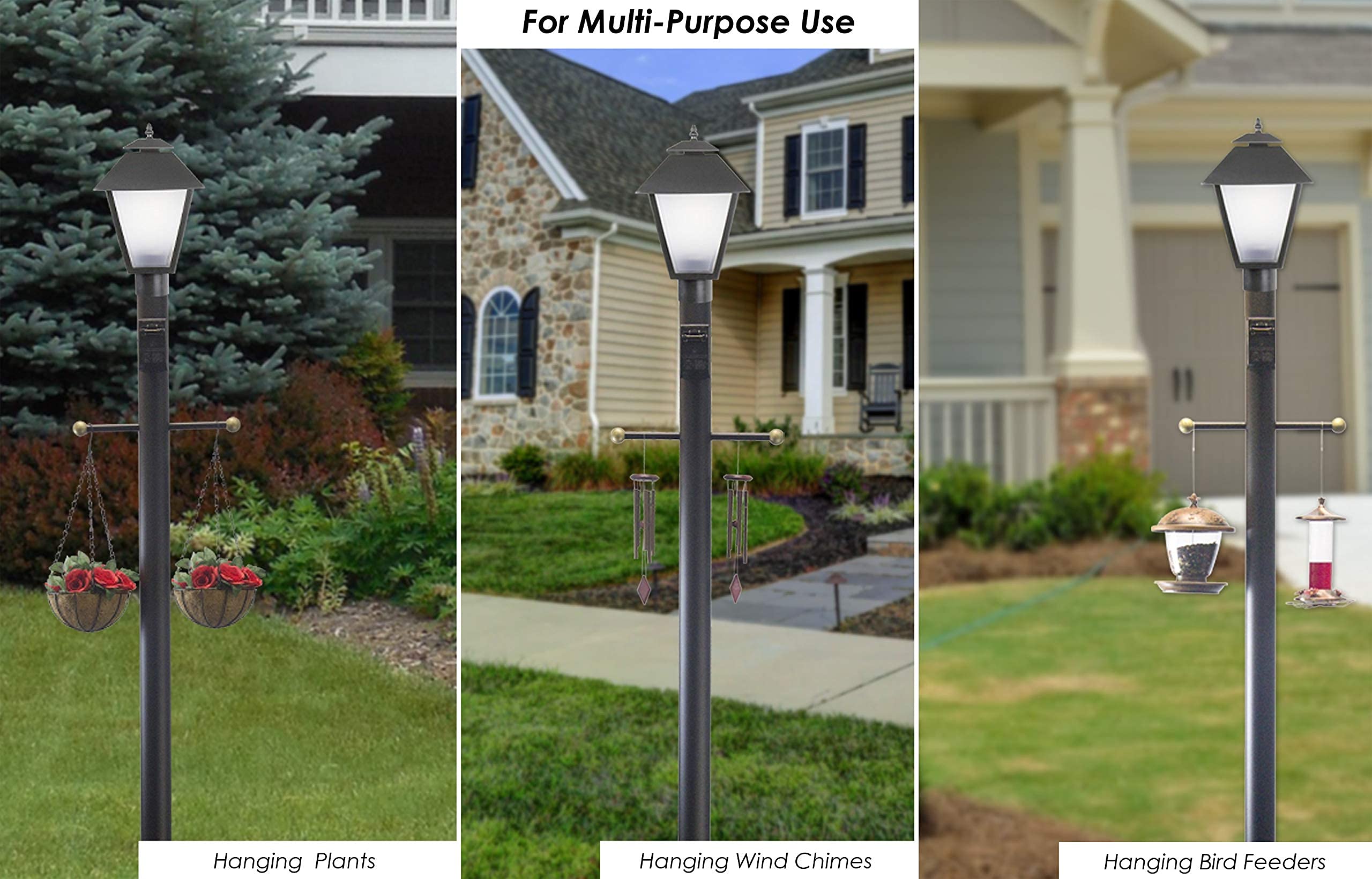 Solus Sca-335 Aluminum Cross Arm Ladder Rest For Lamp Posts, Weather Resistant, Black With Gold Caps, Single Pack