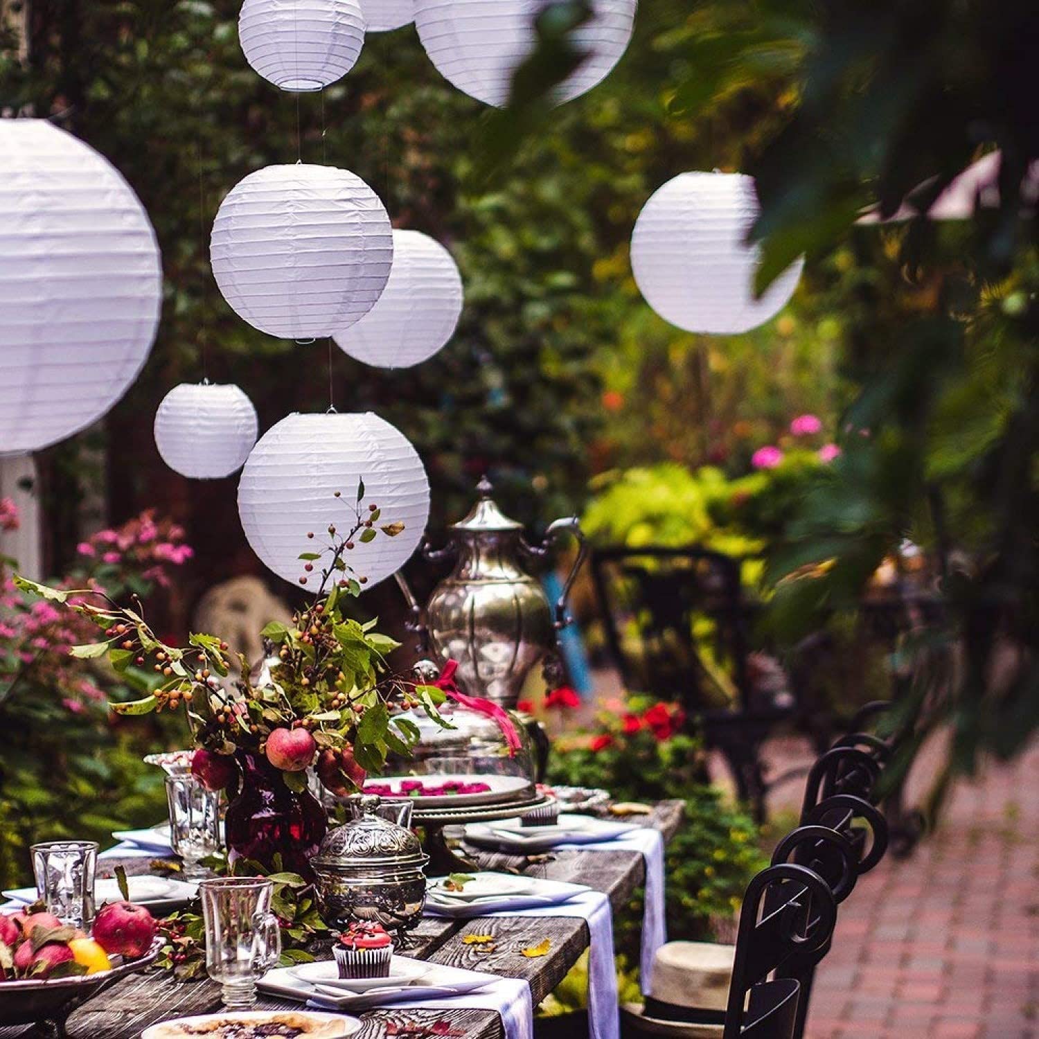 12 Packs White Led Paper Lantern With Lights ,6&quot; 8&quot; 10&quot; 12&quot; Round Hanging Chinese/Japanese Ball Lantern For Christmas Valentine'S Day Easter 4Th Of July Christmas