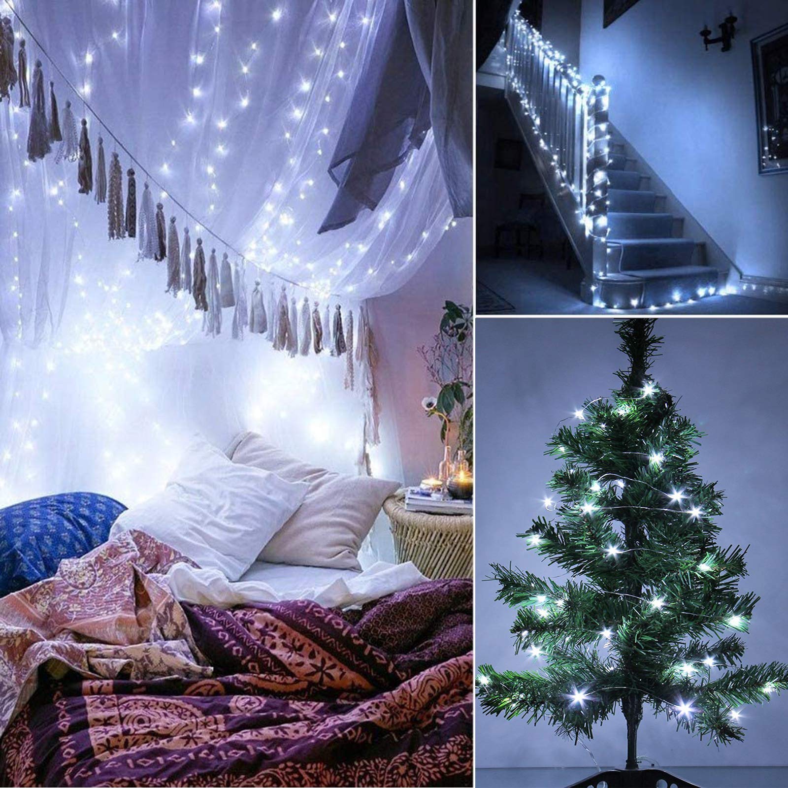 RUICHEN Fairy String Lights 100 LED 33Ft USB Copper Wire Cool White Model UY-10M100L