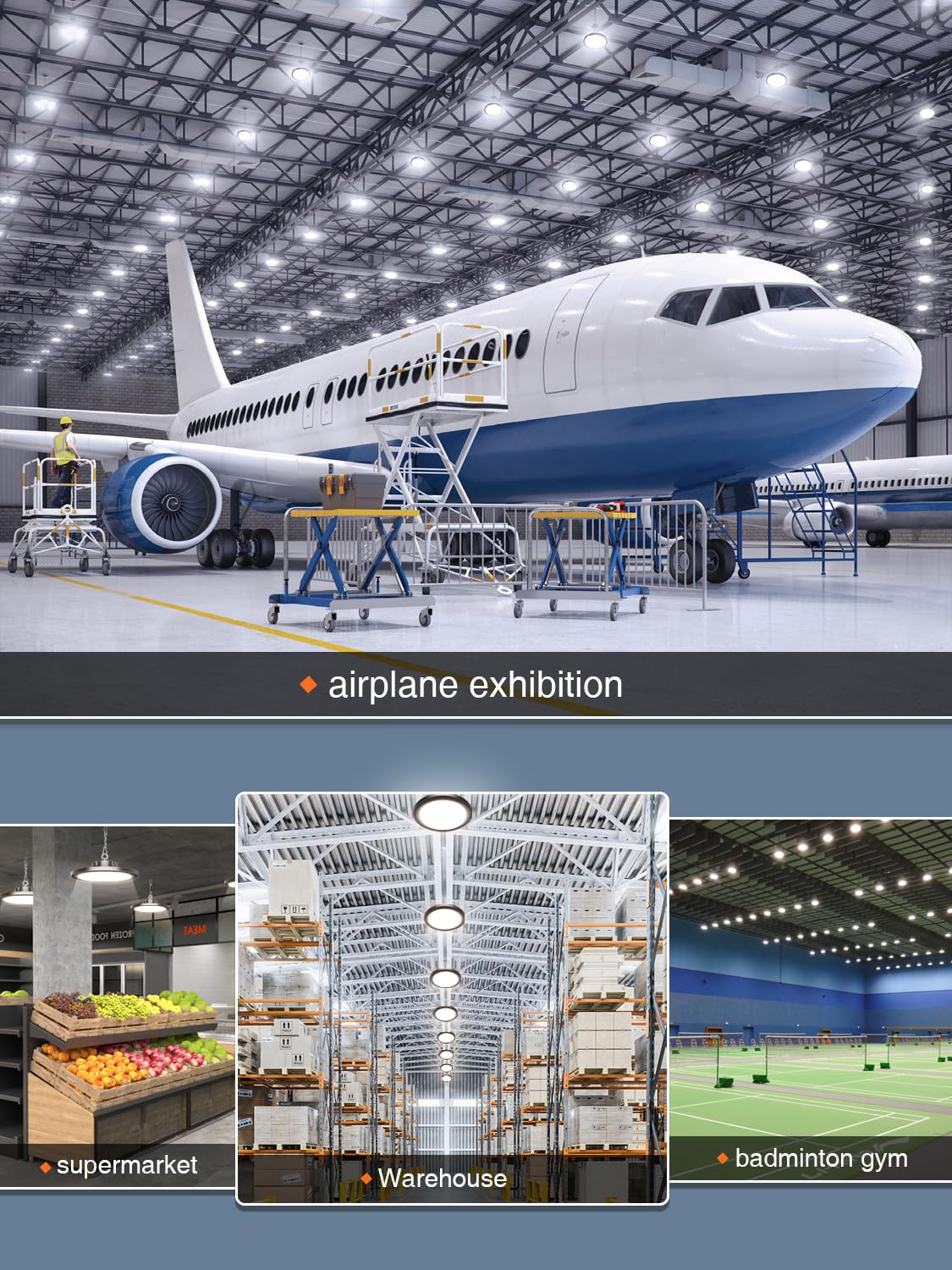 ELEKICO UFO LED High Bay Light 250W 4 Pack, 5000K 35000LM, Black Aluminum, Model UFO-250W-4PCS