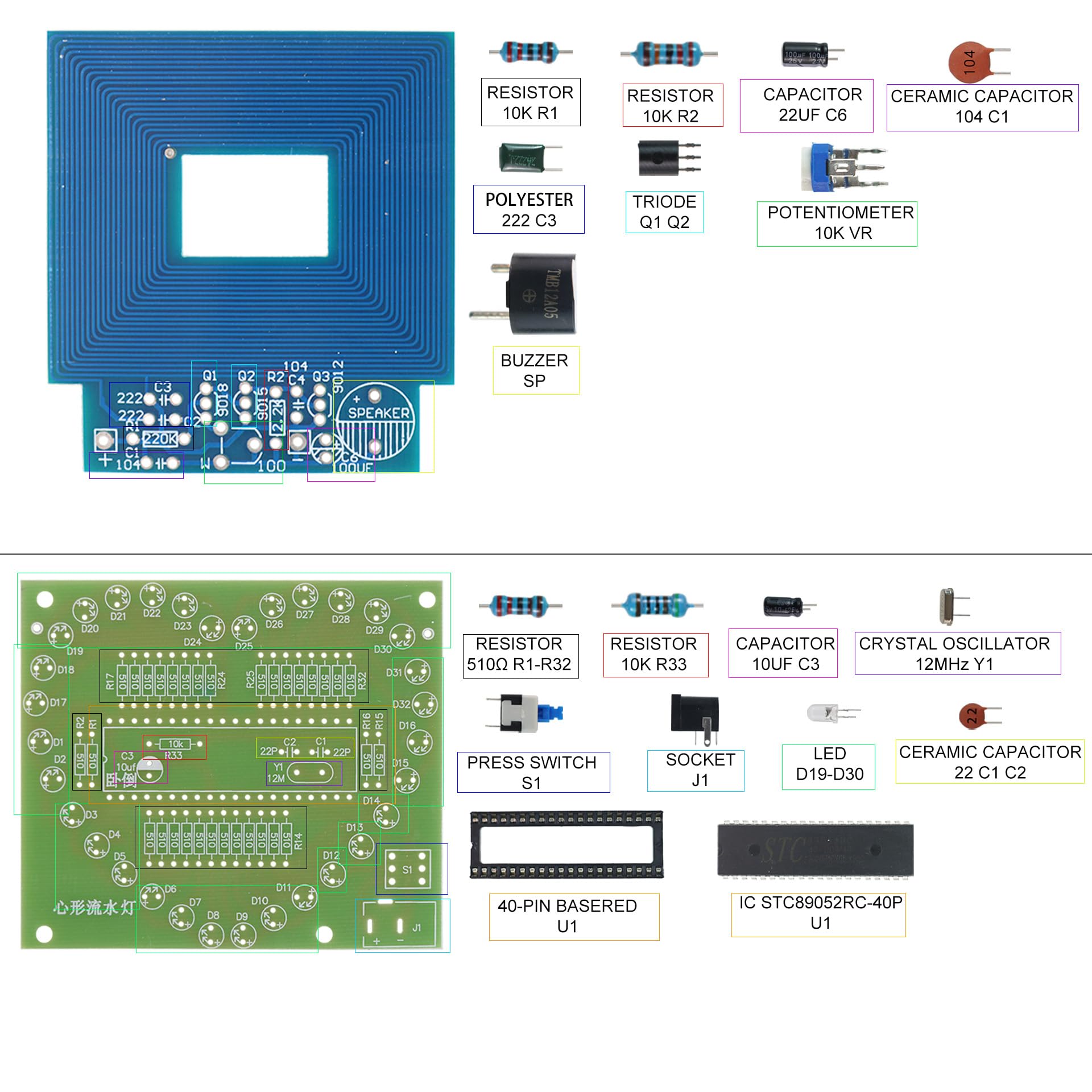 Yidab Soldering Practice Kit 5-In-1 Diy Classic Desk Lamp, Square Metal Detector, Small Tesla, Heart Shaped Flow Lamp Soldering