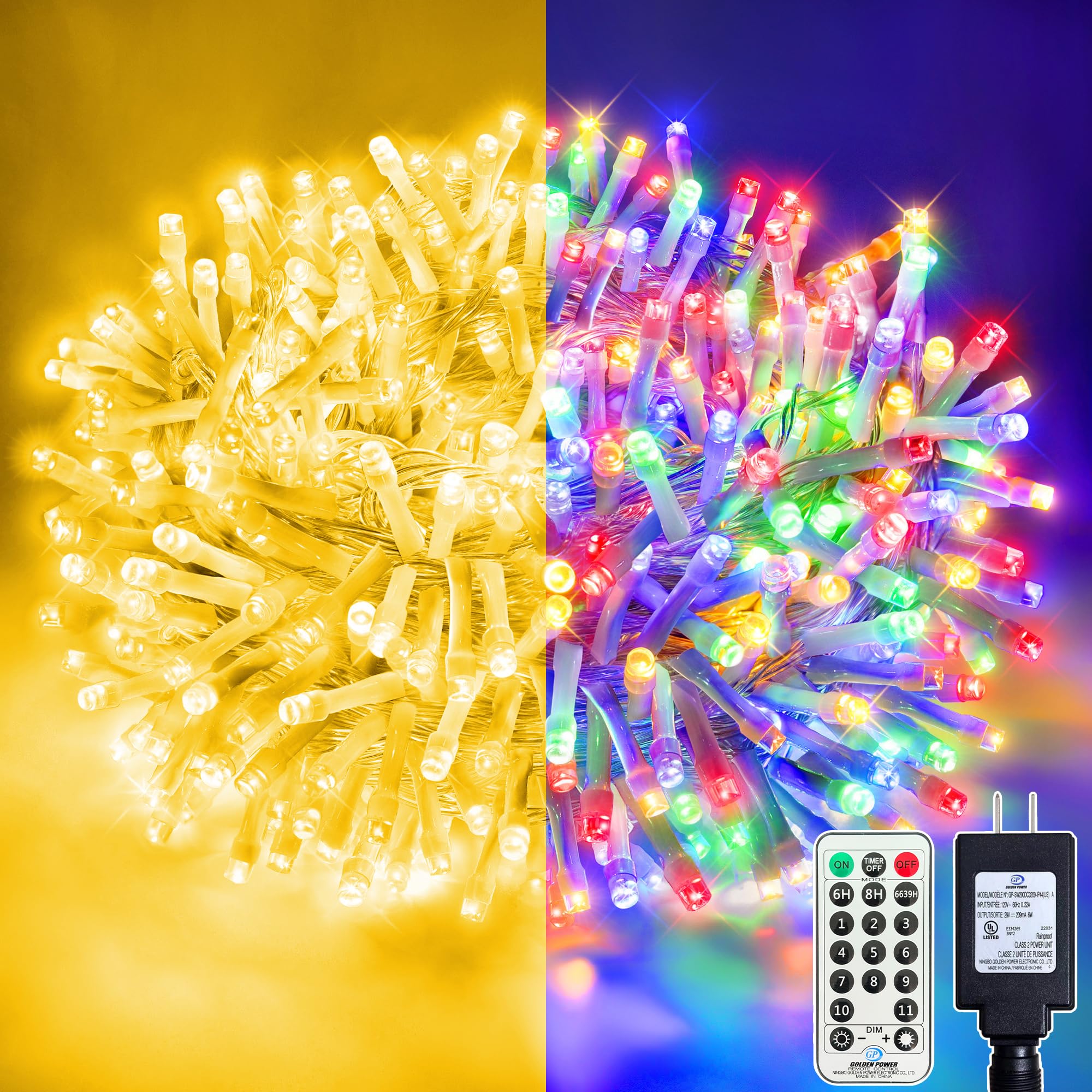 Soagrc 66FT 200 LED Christmas Tree Lights, Bright Warm White to Multicolor Outdoor Christmas String Lights for House, Fairy Ligh