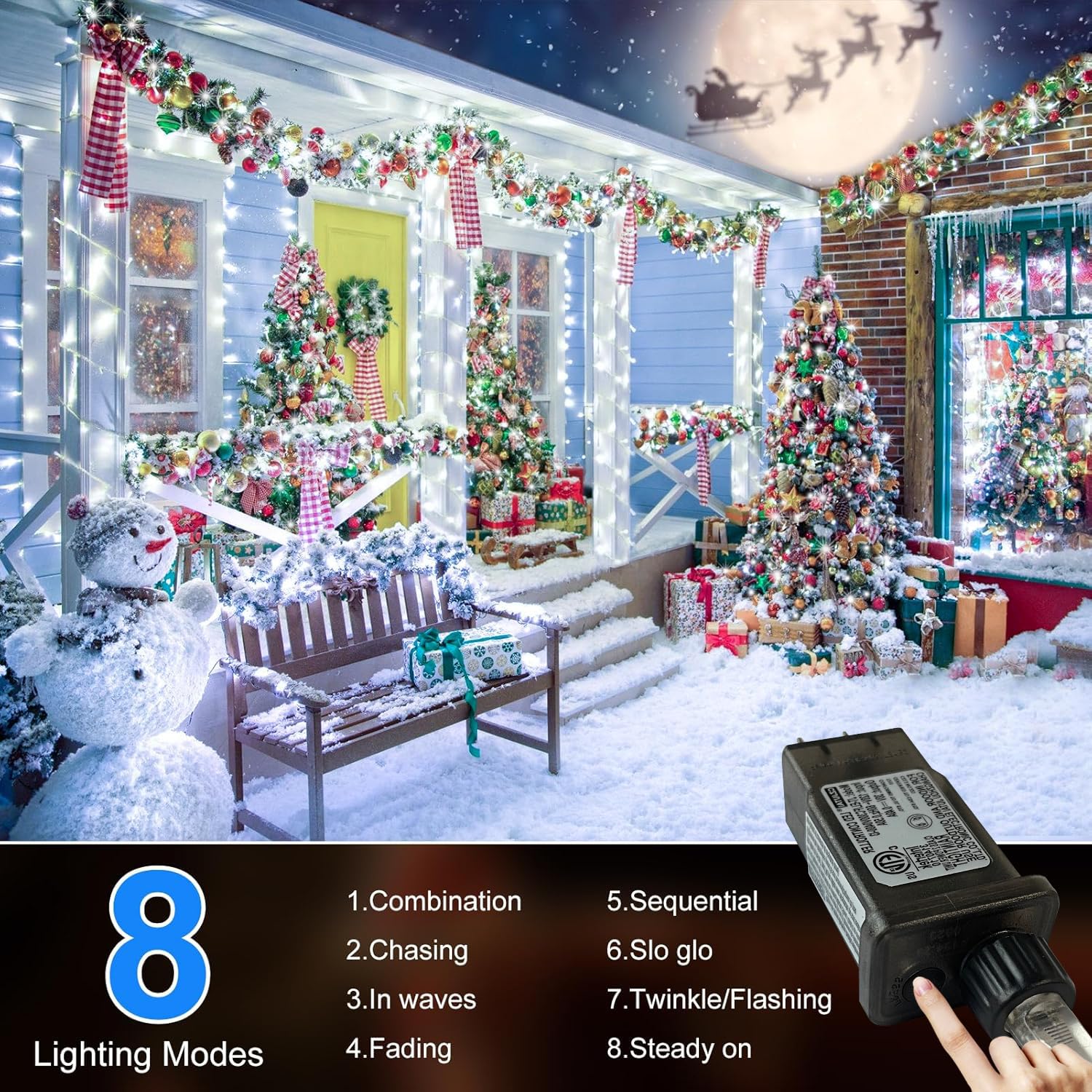 Flvoecn 393Ft 1000Led Christmas Lights Outdoor Decorations 8 Modes & Memory Timer Christmas Lights With Plug In Waterproof Fairy