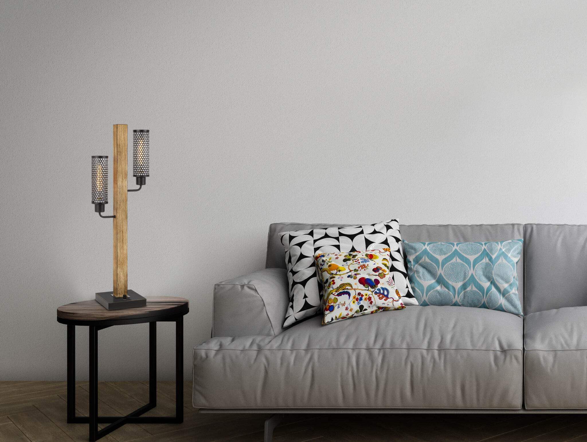 Homeroots 32 In. Brown Metal Two Light Table Lamp With Bronze Shade, Model 524673