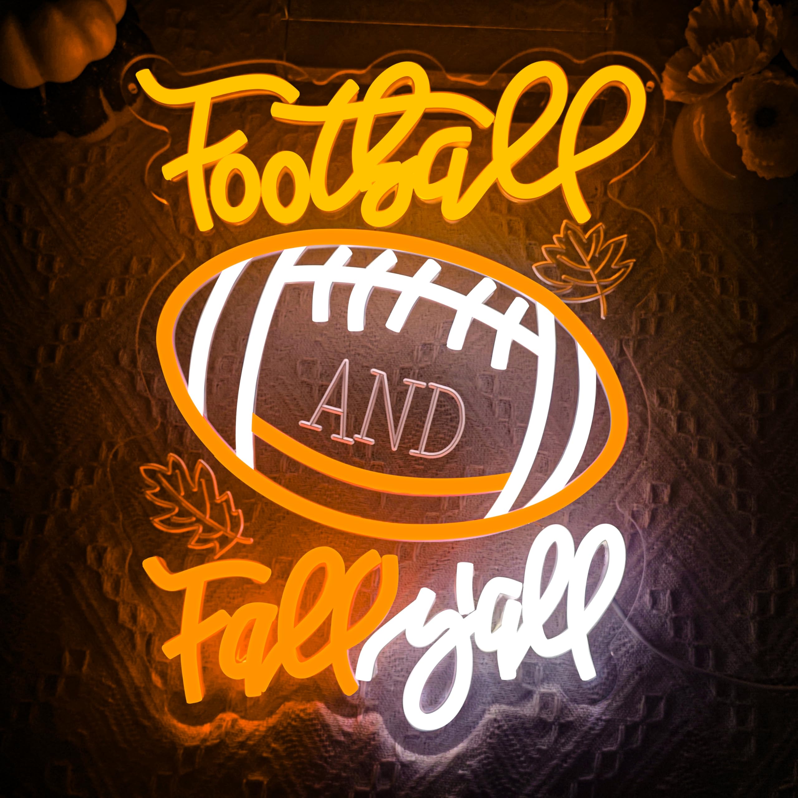 Football Fall YAll Neon Sign Maple Leaf Neon Sign Thanksgiving Led Neon Light Sign Thanksgiving Decorations For Autumn Room Bedroom Table Wall Decor Kids Holiday Gift Usb Powered