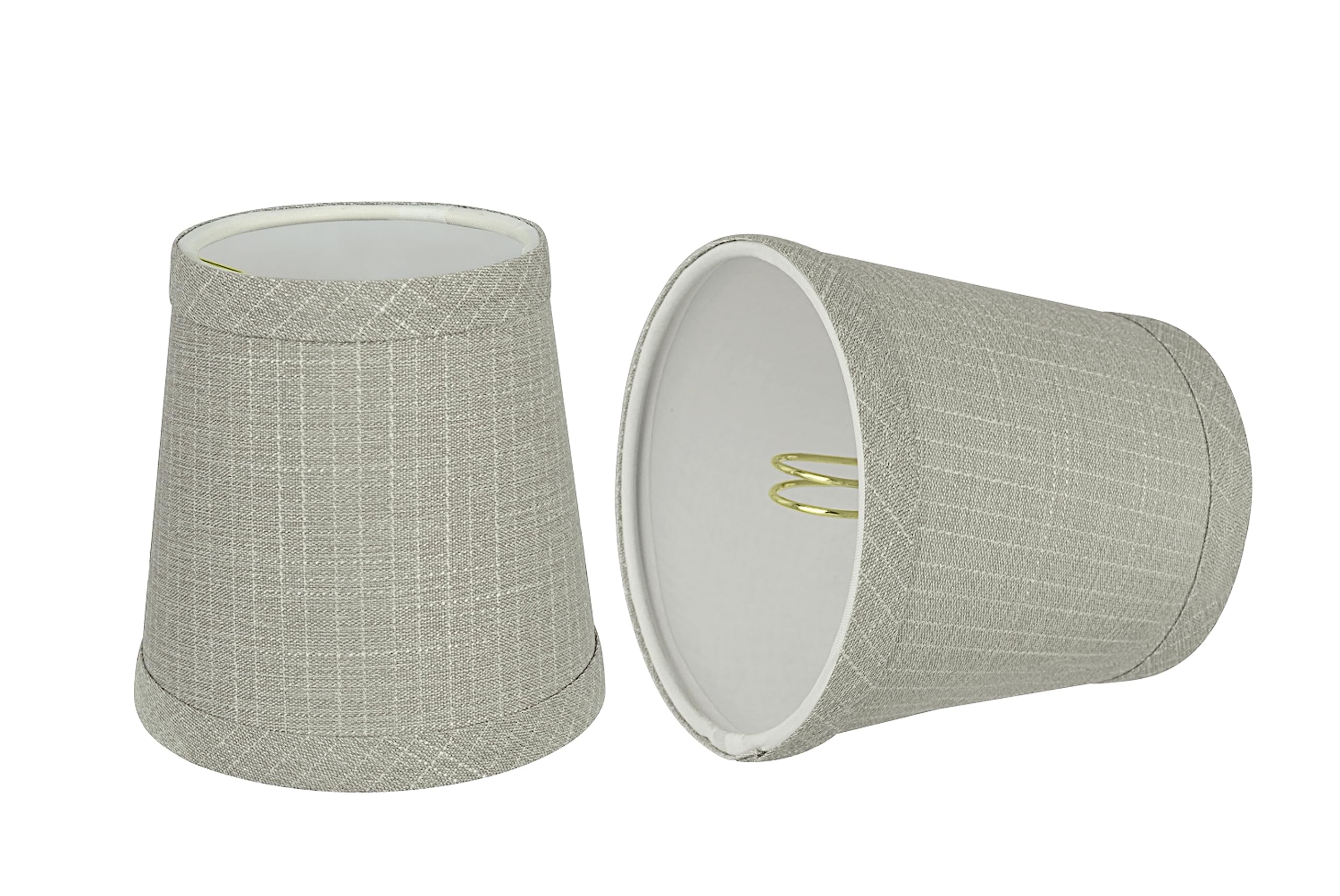Aspen Creative 32721-2A Small Hardback Empire Shape Chandelier Clip-On Lamp Shade Set (2 Pack), Transitional Design in Grey, 4&quot; bottom width (3&quot; x 4&quot; x 4&quot;)