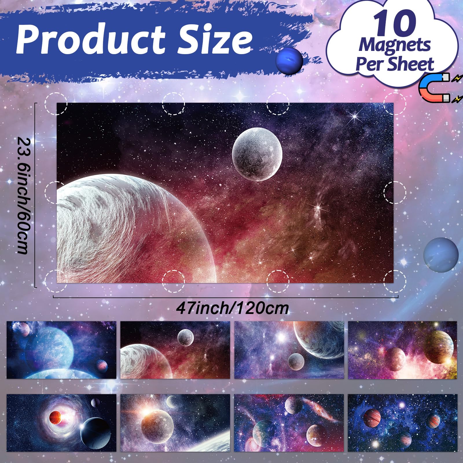 8 Pack Fluorescent Light Covers With 80 Magnets Decorative For Classroom Ceiling Light 4 X 2 Feet Magnetic Light Covers Filter Easy Install For Office Hospitals & Home Drop Ceiling Supplies(Planet )