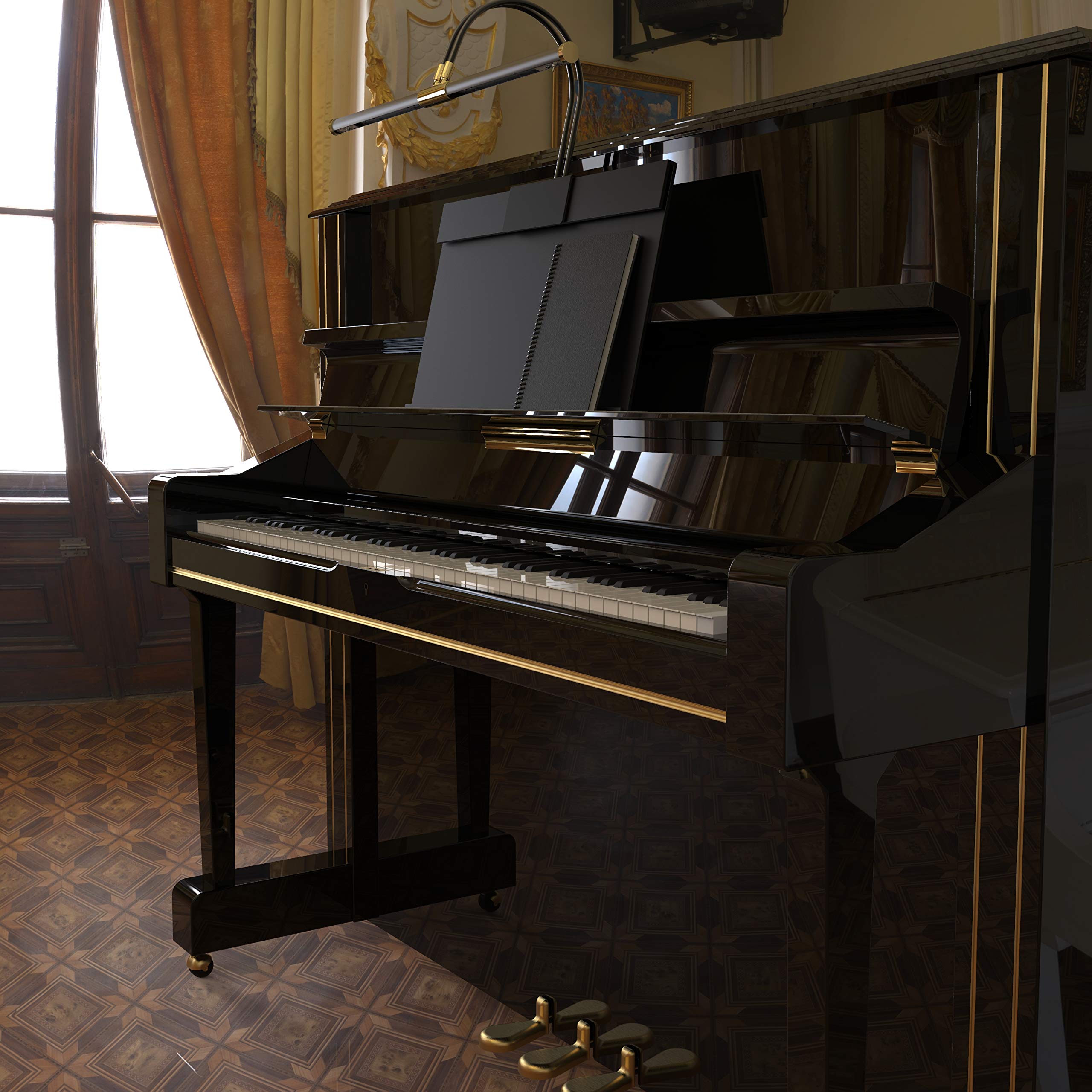 Cocoweb 22'' Grand Piano Lamp, Led, Adjustable, Quality Lighting In Antique Brass, With Plug-In Adapter - Gpled22Abd