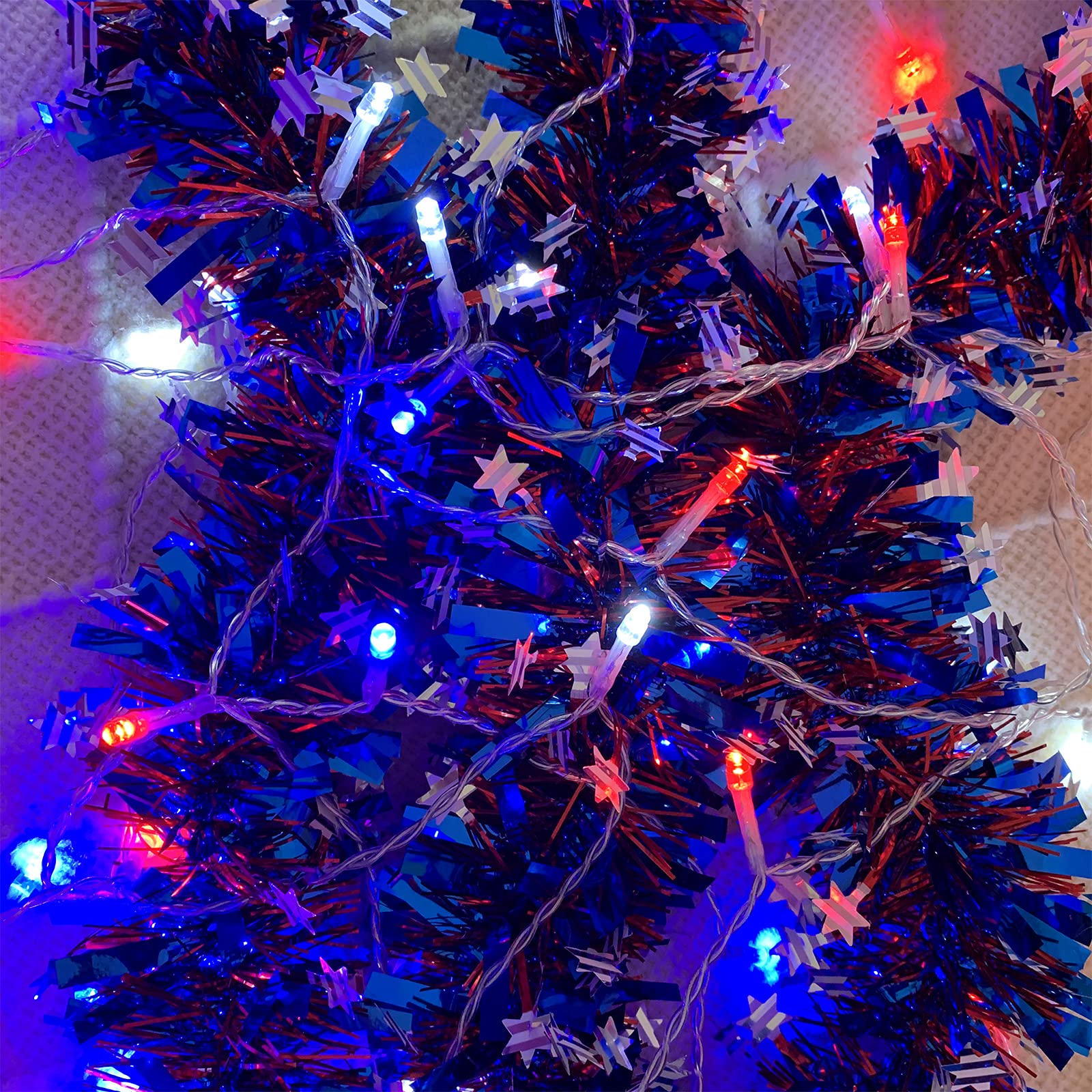 Yaozhou 4Th Of July Decorations Patriotic Lights-Red White And Blue String Lights Indoor, 200Led 66Ft Outdoor, 8 Modes For Chris