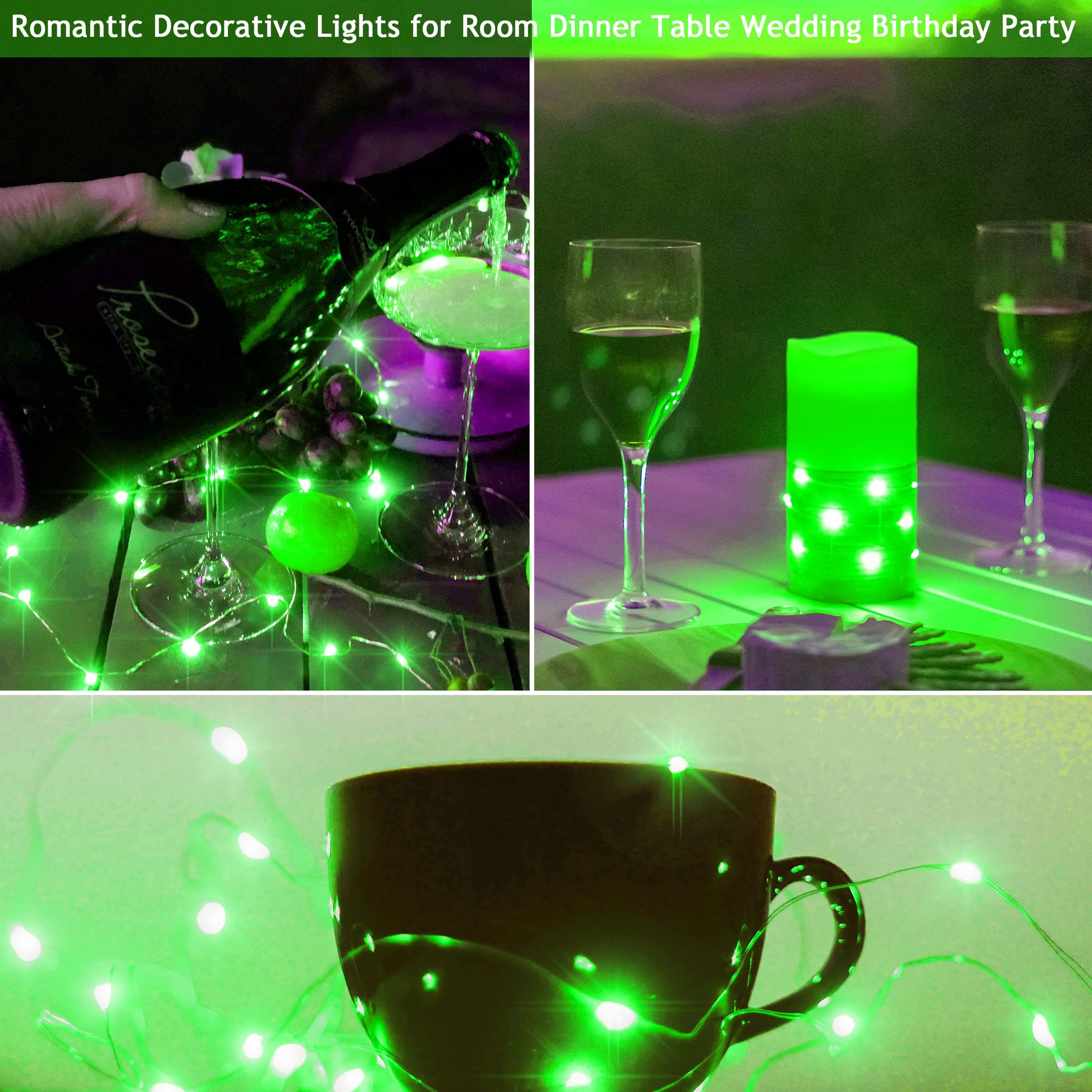 12 Packs 20 Led Wine Bottle Lights With Cork - Green Fairy String Lights Battery Operated Liquor Bottle Cork Lights For Vase Jars St Patricks Day,Christmas,Halloween Party Decor Table Centerpieces