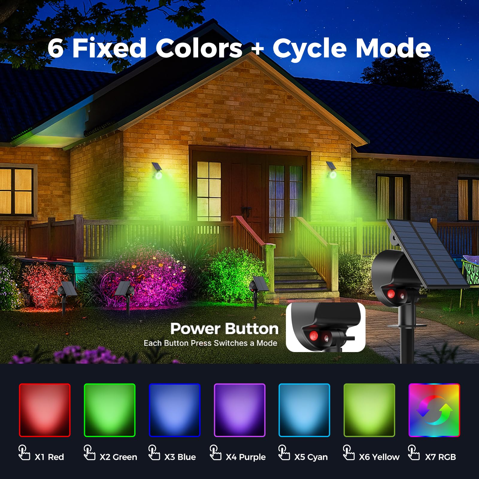 Nipify 8 Pack Solar Spot Lights Outdoor Waterproof  Solar Spotlight Light For Outside Yard Landscape Lighting Pathway Lights Wall Auto On/Off  Rgb