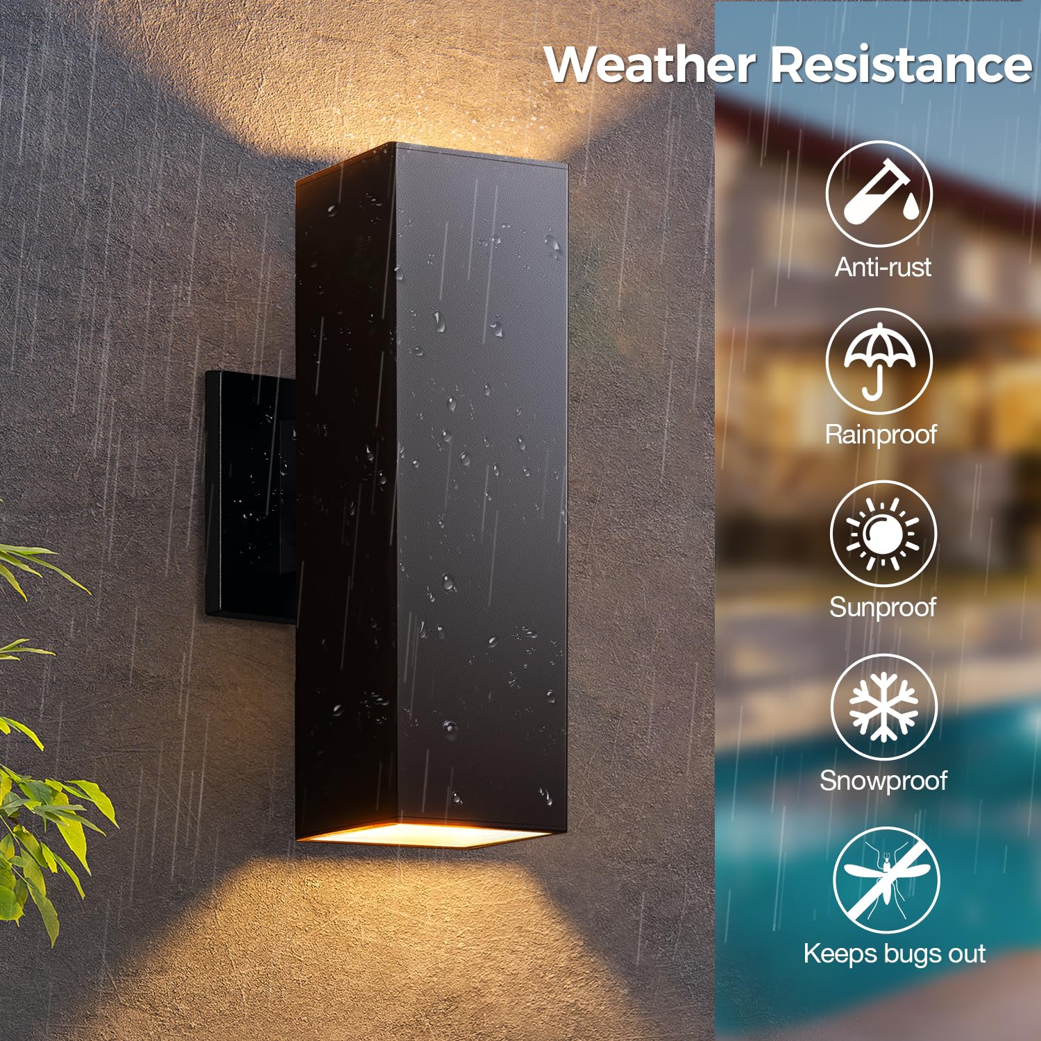 KIZON Outdoor Wall Lights - Dusk to Dawn Sensor, 2 Pack, Aluminum, Oil Rubbed Bronze Finish, Modern Sconce, ETL Listed, Model K213
