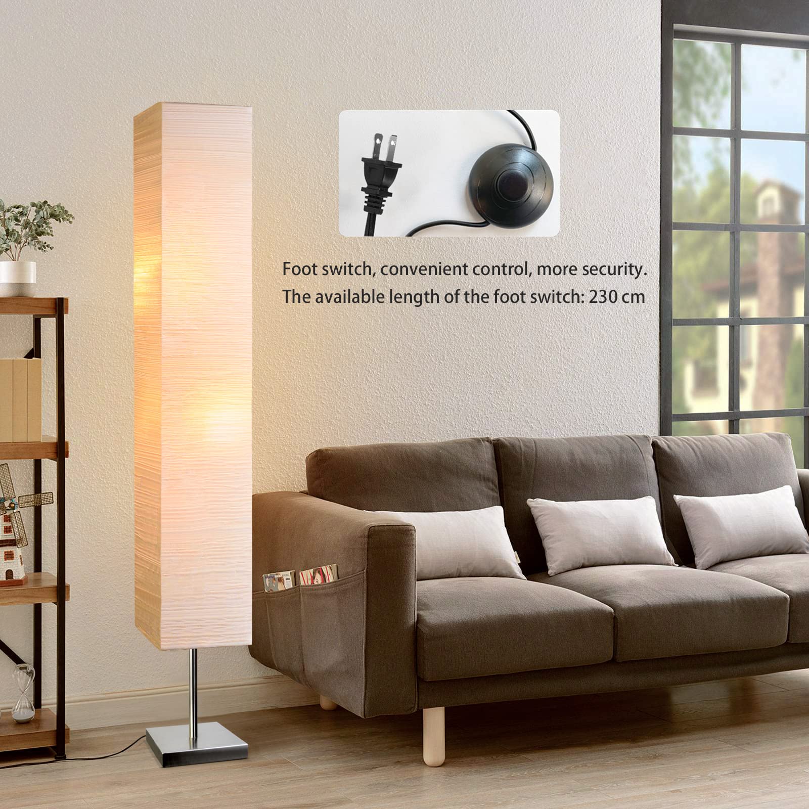 Jomshine Modern Floor Lamp, Dimmable 3 Levels, 55in  Tall, Off-White Minimalist Design for Office, Kids Room, Home Decor
