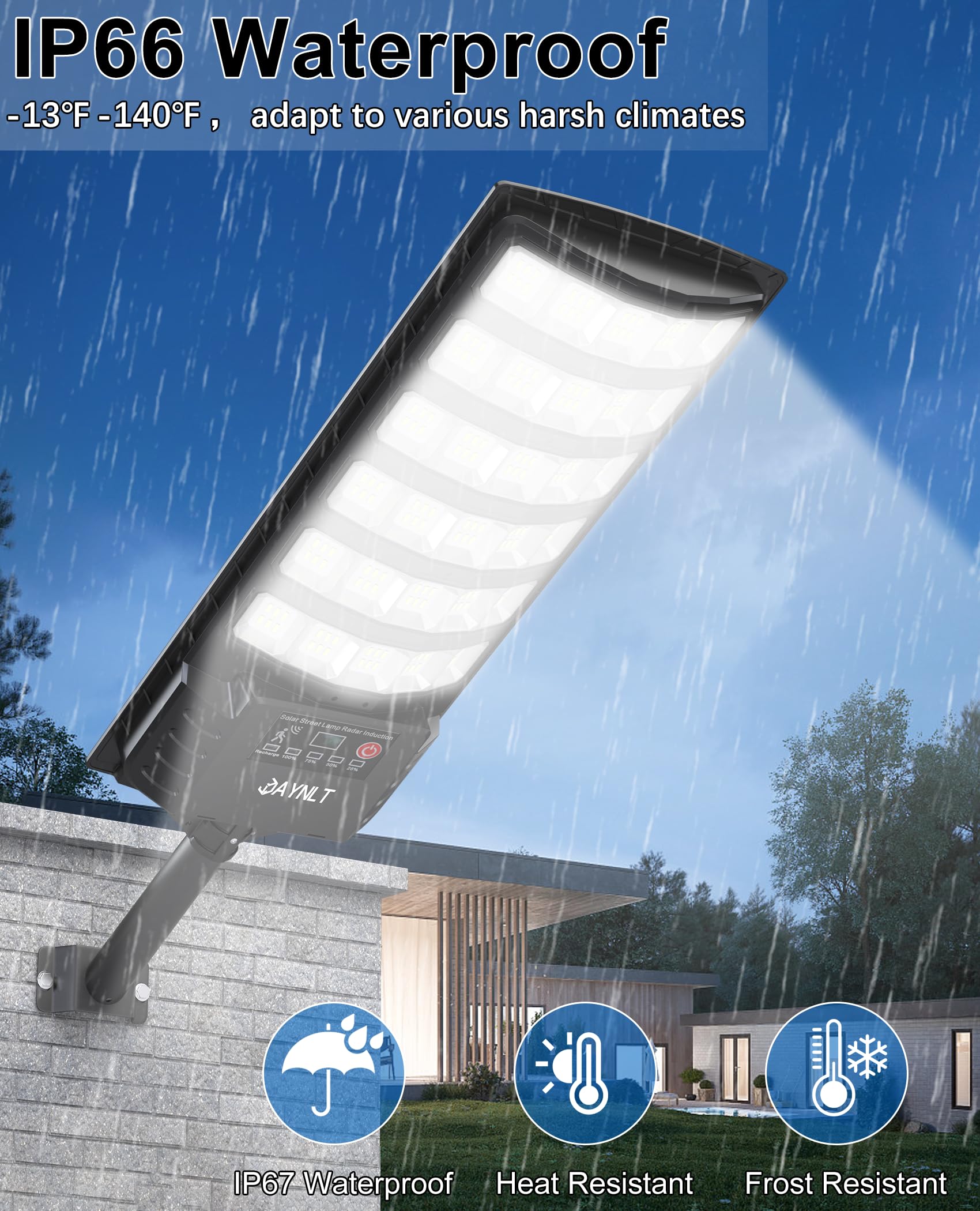 Jaynlt Solar Lights Outdoor  5 Lighting Modes Solar Flood Security Light With Motion Sensor & Dusk To Dawn&Remote  7000K Street Lamps For Yard  Entryway Garage - 2Pack