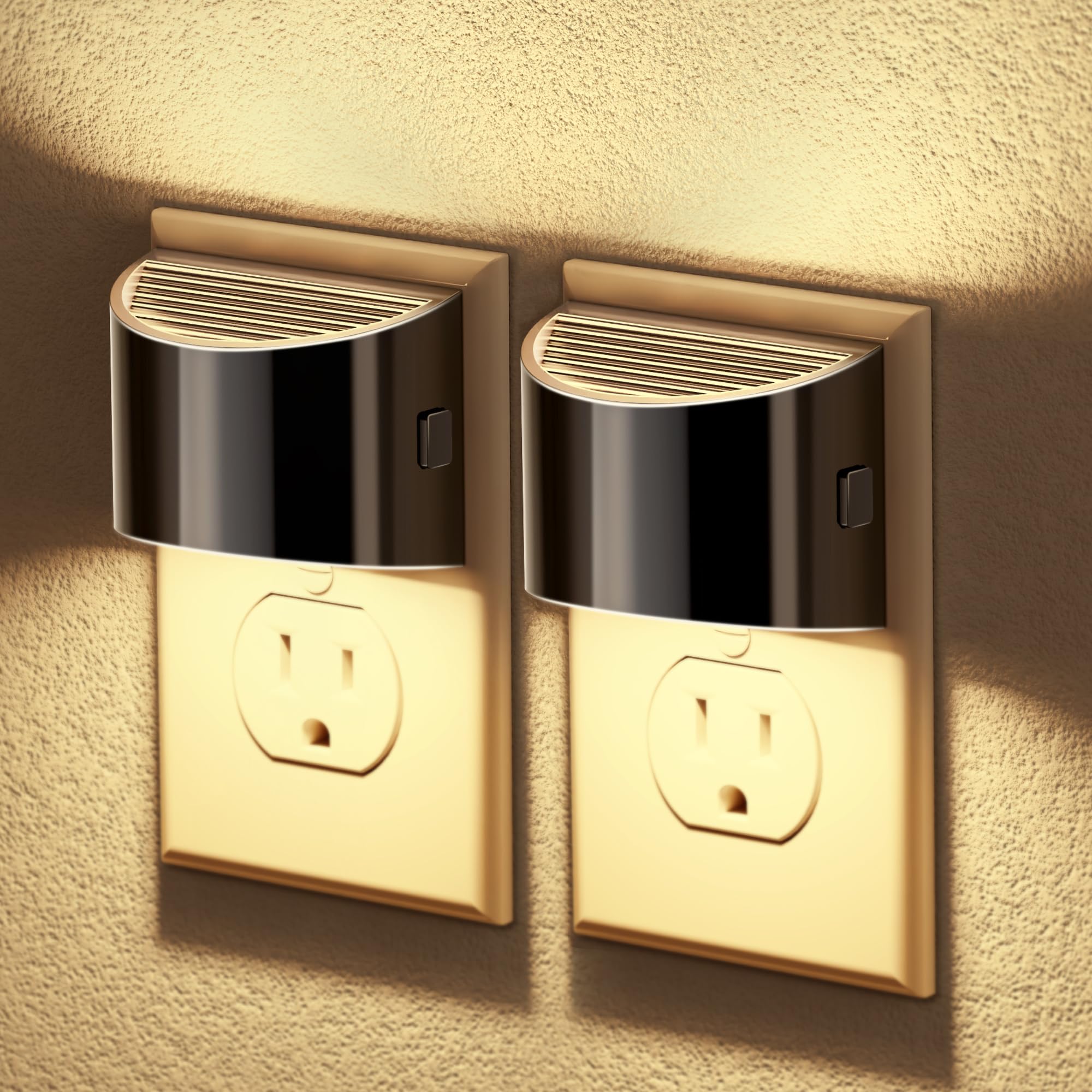 Jandcase Led Night Lights Plug Into Wall, 2 Pack Black Modern Night Lights, Dusk To Dawn Sensor Nightlight,0-100Lm Brightness Ad