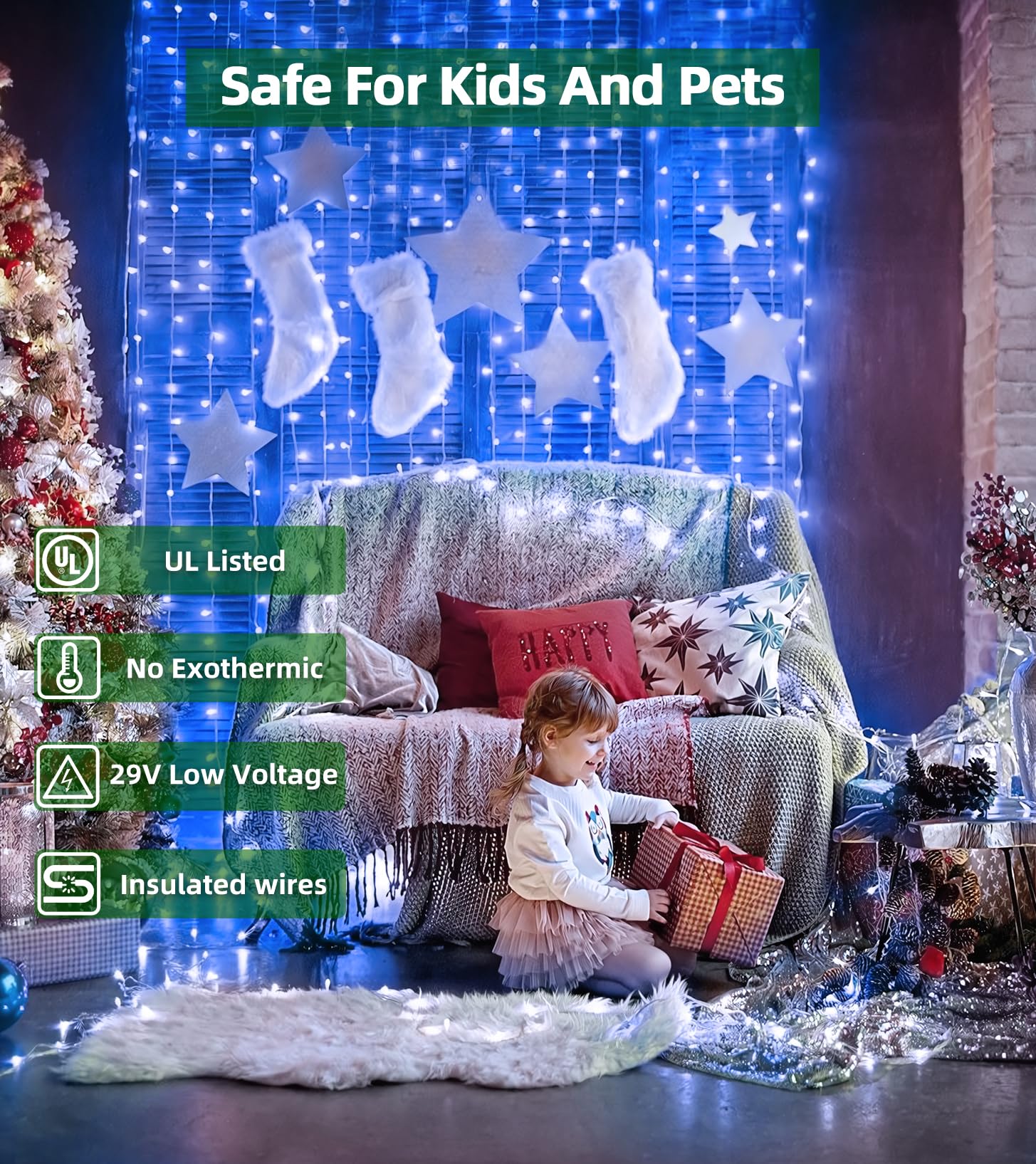 Quhuatu 1500 Led Super Long Christmas String Lights, 492Ft, Blue, Indoor/Outdoor, Led, Waterproof, Christmas, Holidays