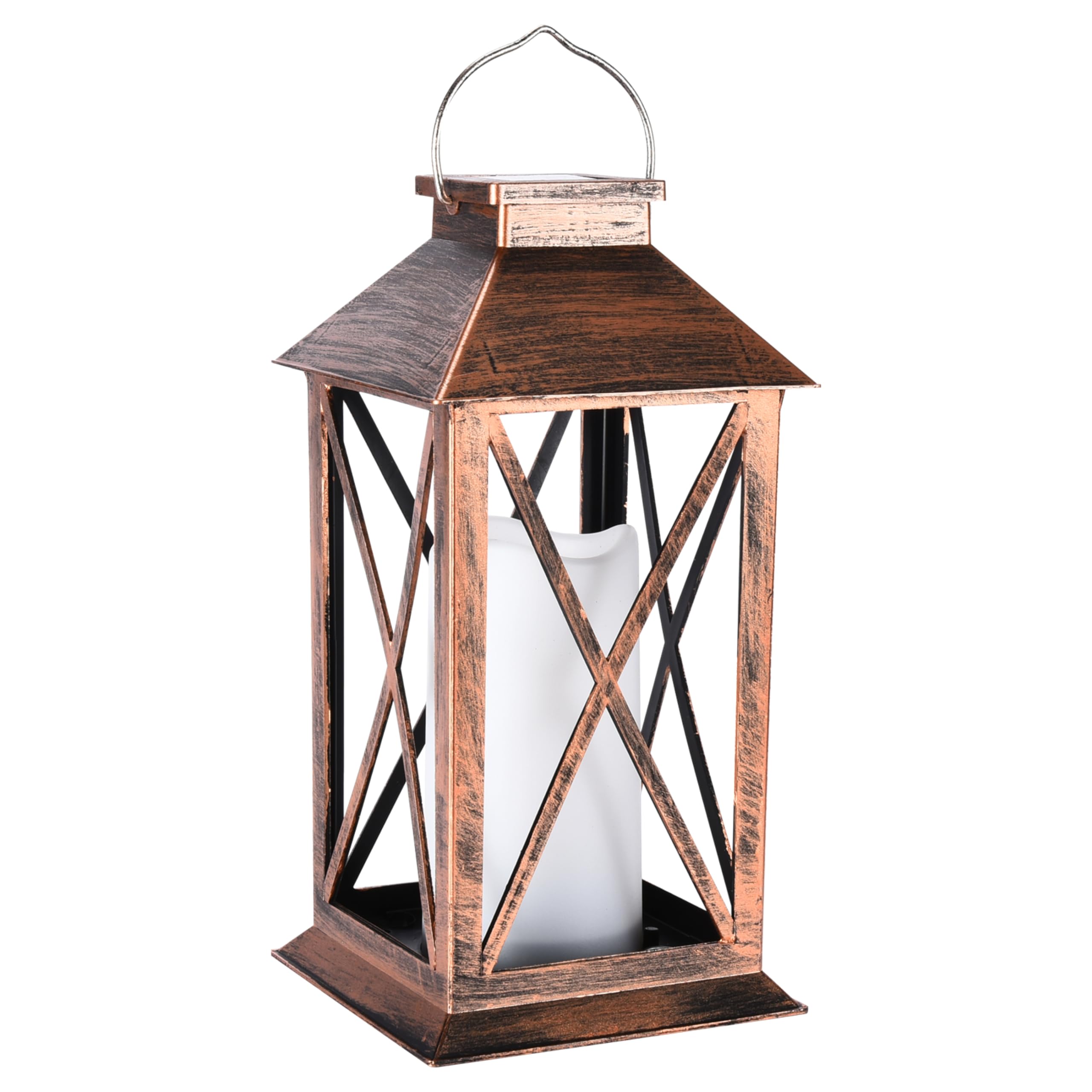 SteadyDoggie - Solar Lantern Waterproof - Decorative X Pattern Hanging Patio Lights or Table Lamp - Illuminated No Cords Jar Lan