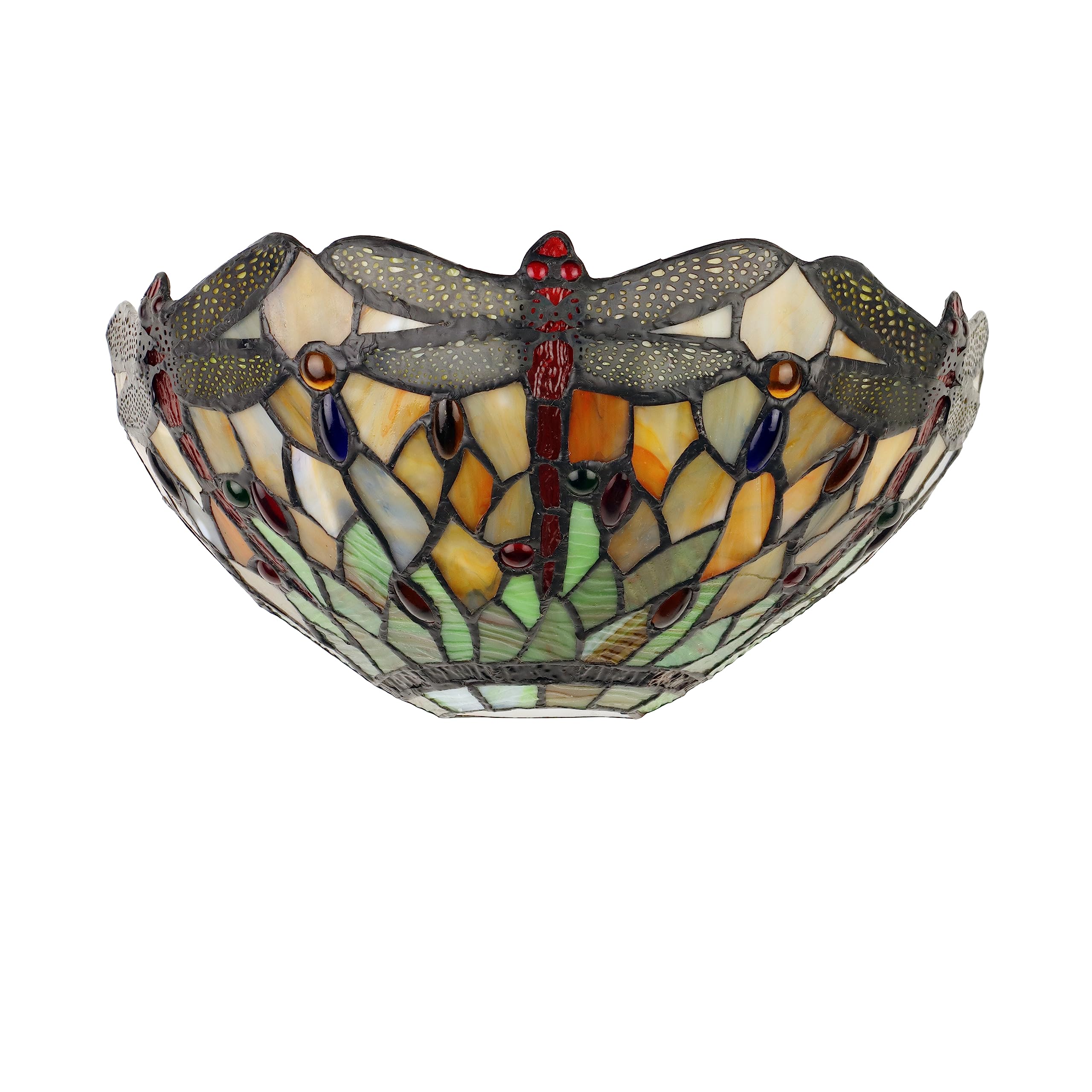 Chloe Lighting ANISOPTERA Dragonfly Wall Sconce 1-Light Black Finish 12in Wide Multicolor Glass Model CH32825DB12-WS1