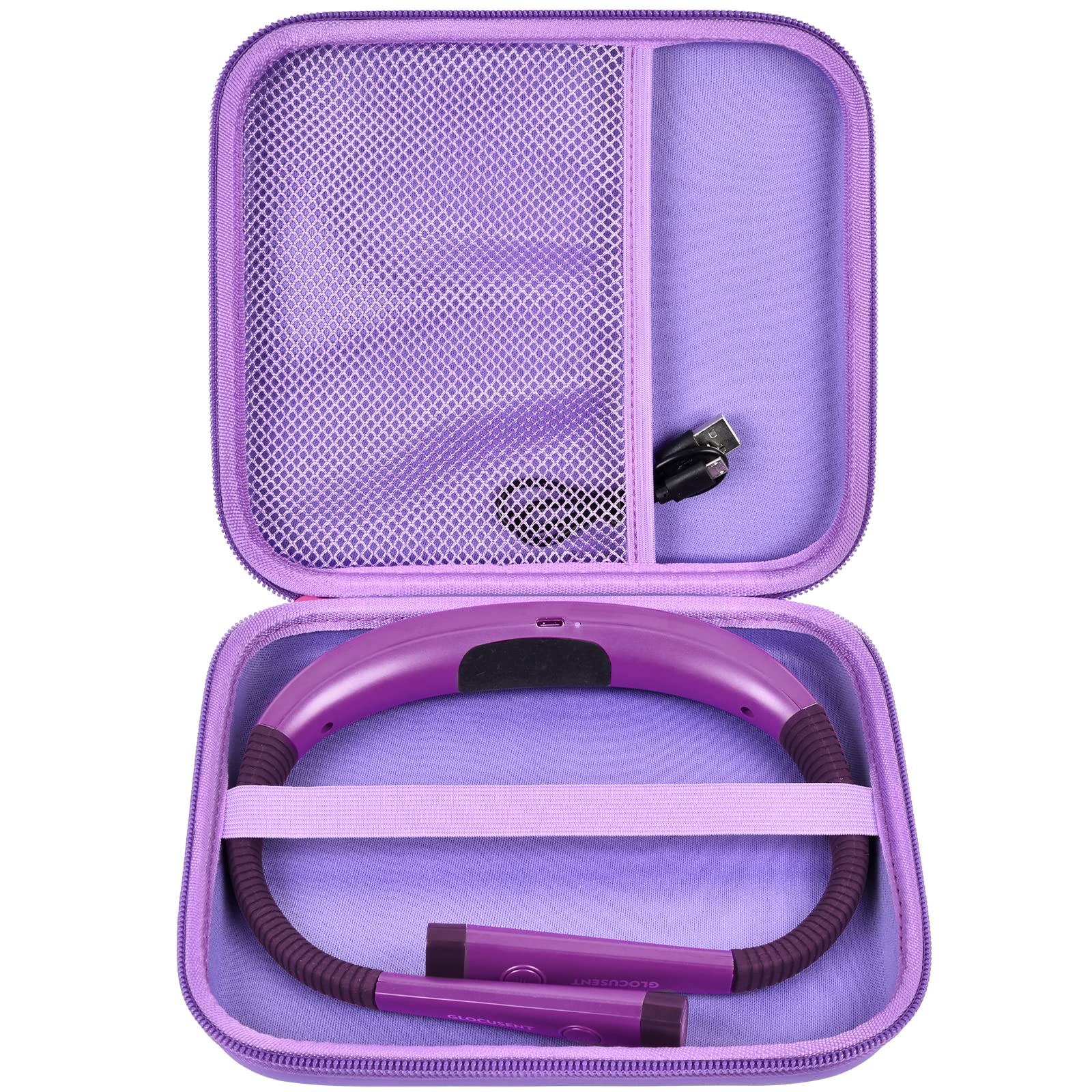 GWCASE Book Light Case for LED Neck Reading Lights, Purple, EVA Material, Storage Holder for USB Cable